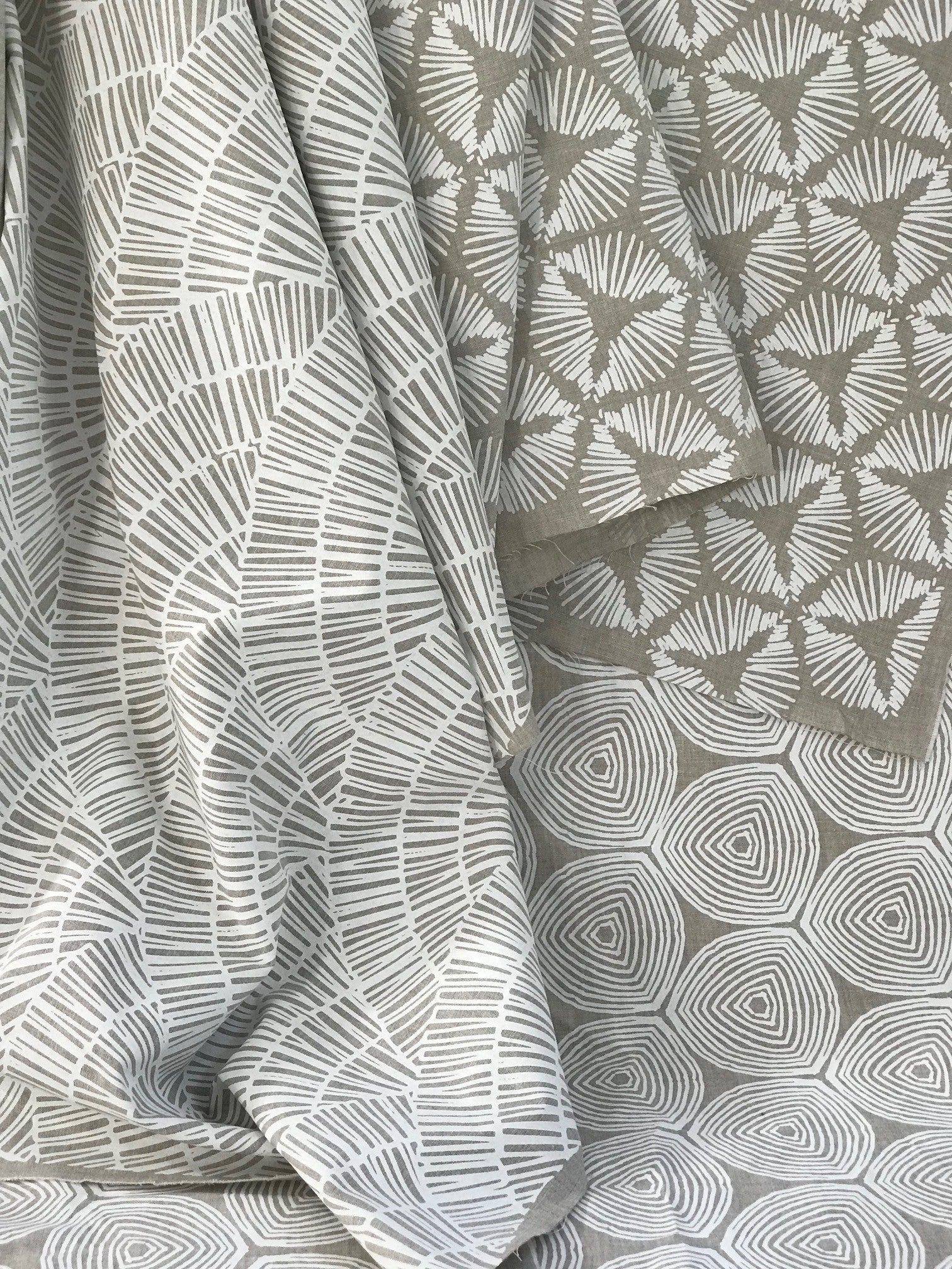 greige textiles fall release 2018 hand printed on Belgian Linen fabric in California