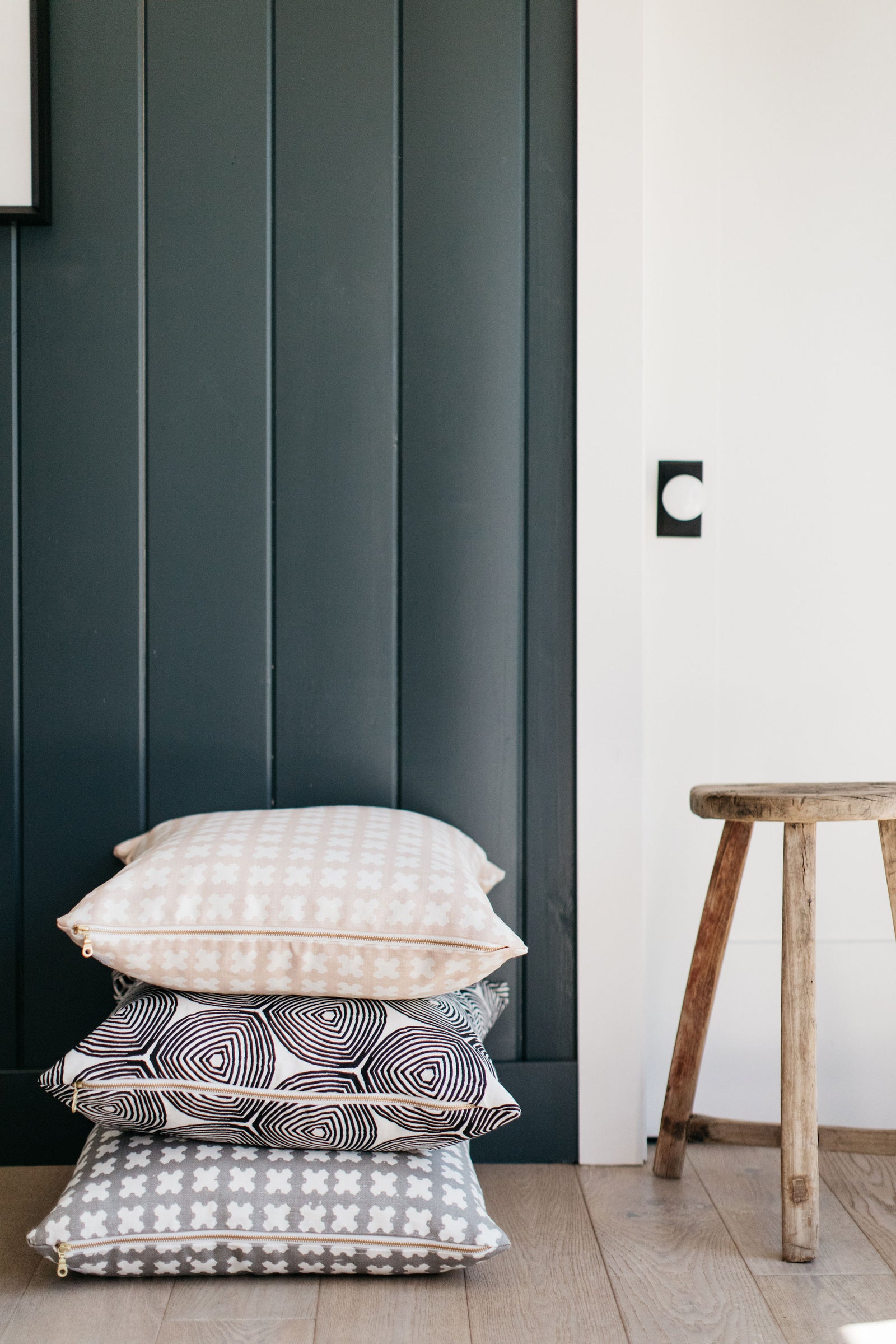 greige textiles hand screen printed on Belgian linen in California interior design fabric to the trade indigo blue fabric California design blue and white blue textiles botanical fabric floral inspiration blue stripes pink Berry color pink fabric