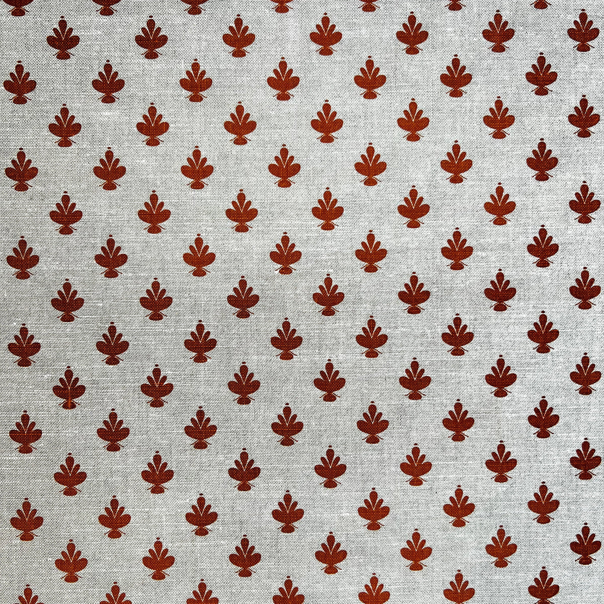 Adeline botanical print by Greige Textiles — inspired by the elegant Jane Magnolia flower, with elliptical curves and soft symmetry on Belgian linen.