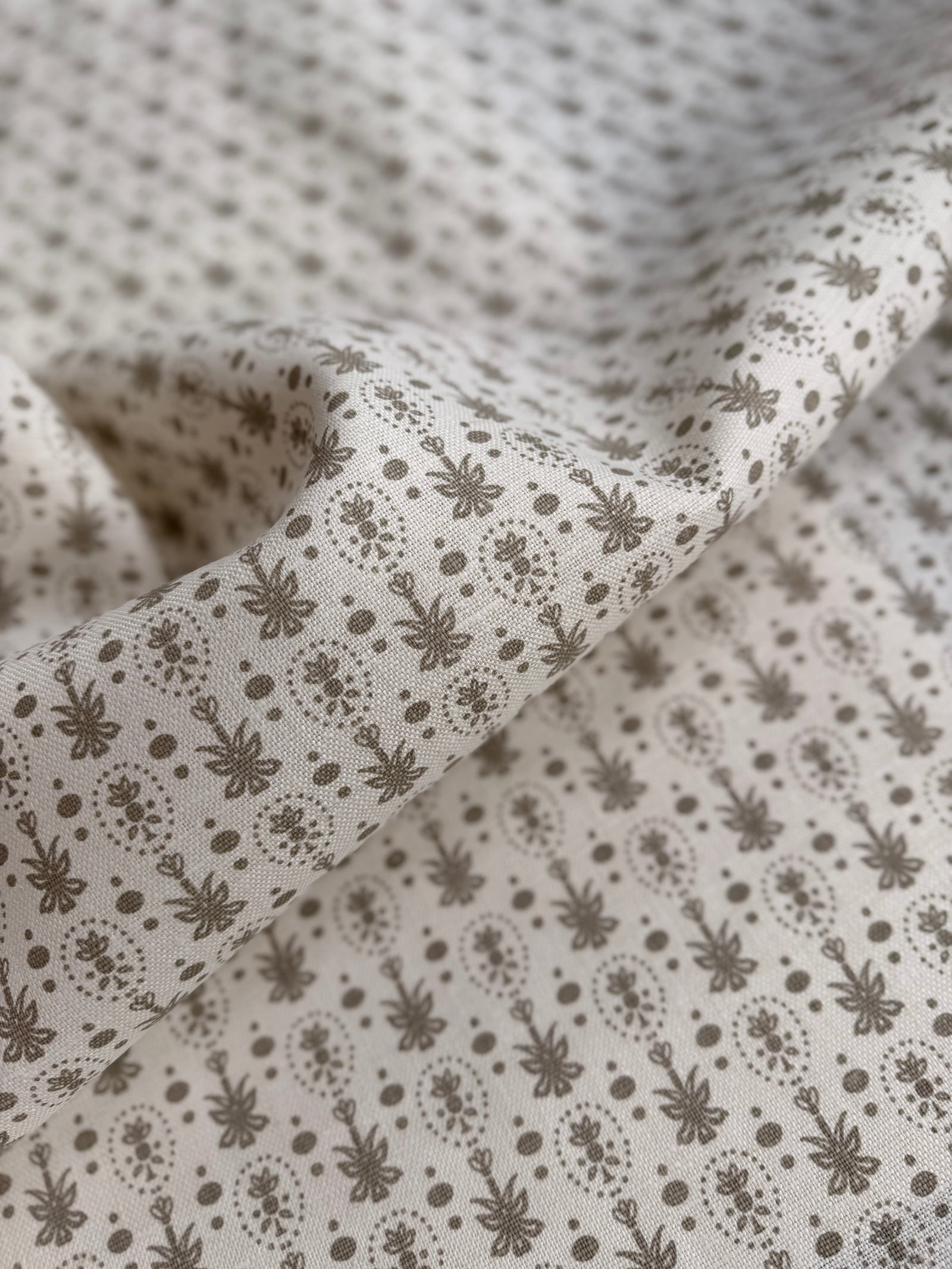 Greige Textiles: modern heritage textiles, hand-printed on Belgian linen for inspired design projects