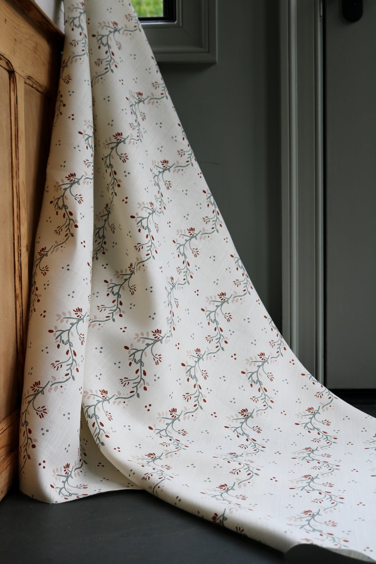 New heritage fabric patterns, hand screen printed on linen by Greige Textiles. Discover more for your next interior project Drapery and upholstery