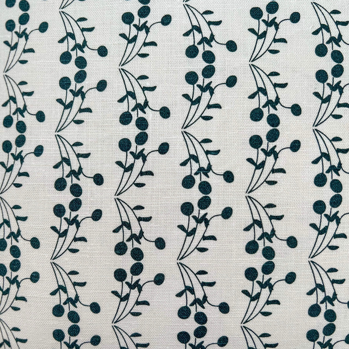 Bernadette by Greige Textiles — a hand-printed botanical fabric inspired by a fruit tree, perfect for drapery, pillows, and light upholstery in serene, nature-infused interiors.