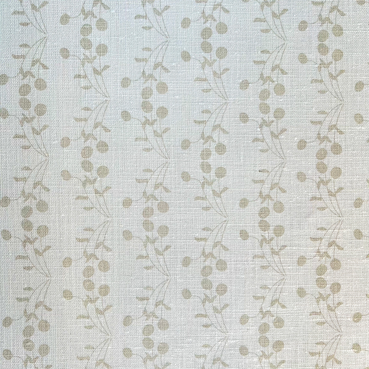 Hand-printed Bernadette textile — a soft, fruit-inspired botanical pattern suited for use in custom drapery, pillows, and residential upholstery.