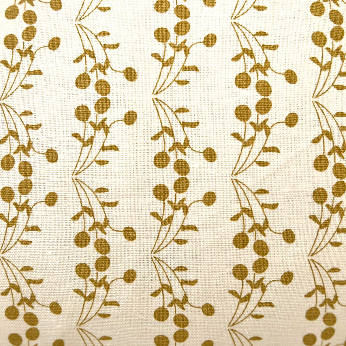 Bernadette by Greige Textiles — a hand-printed botanical fabric inspired by a fruit tree, perfect for drapery, pillows, and light upholstery in serene, nature-infused interiors.