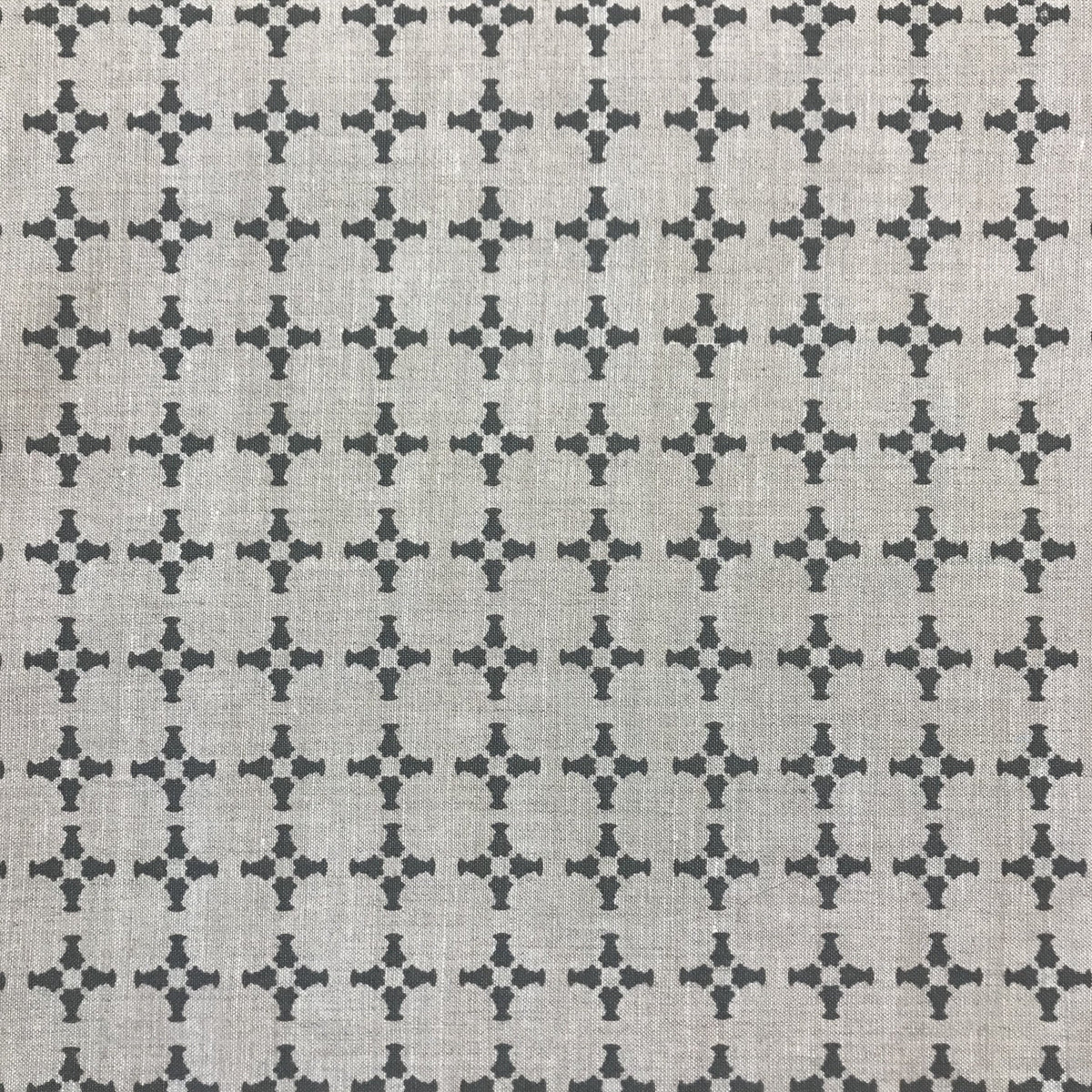 CanCan by Greige Textiles — a hand-printed open plaid design featuring subtle cross motifs, ideal for interior design applications like drapery, decorative pillows, and light upholstery.