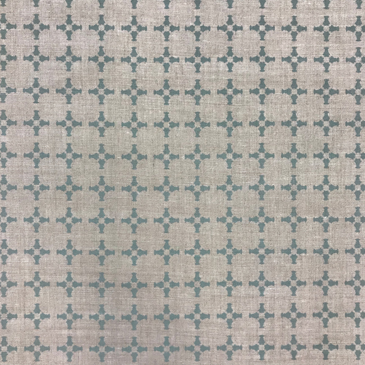 CanCan by Greige Textiles — a hand-printed open plaid design featuring subtle cross motifs, ideal for interior design applications like drapery, decorative pillows, and light upholstery.