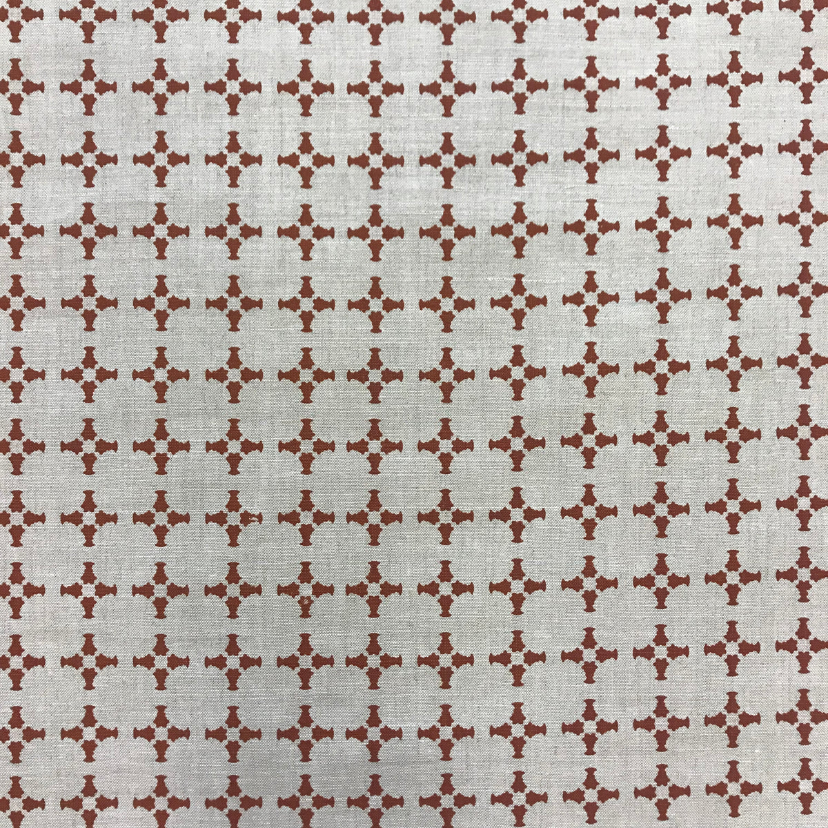 CanCan by Greige Textiles — a hand-printed open plaid design featuring subtle cross motifs, ideal for interior design applications like drapery, decorative pillows, and light upholstery.