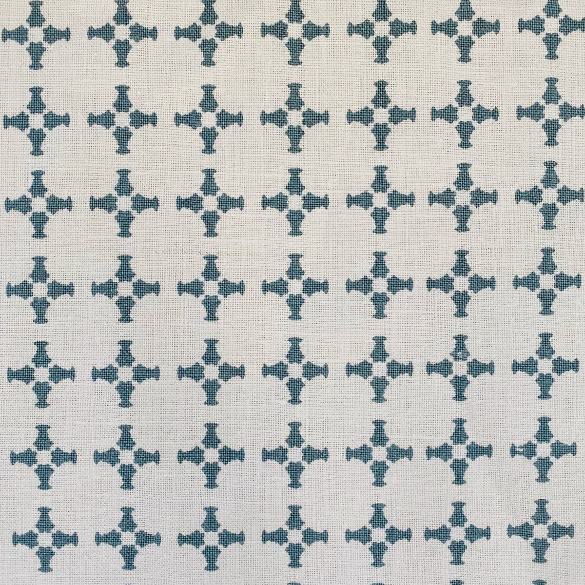 CanCan by Greige Textiles — a hand-printed open plaid design featuring subtle cross motifs, ideal for interior design applications like drapery, decorative pillows, and light upholstery.