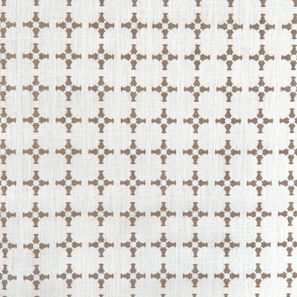 CanCan by Greige Textiles — a hand-printed open plaid design featuring subtle cross motifs, ideal for interior design applications like drapery, decorative pillows, and light upholstery.