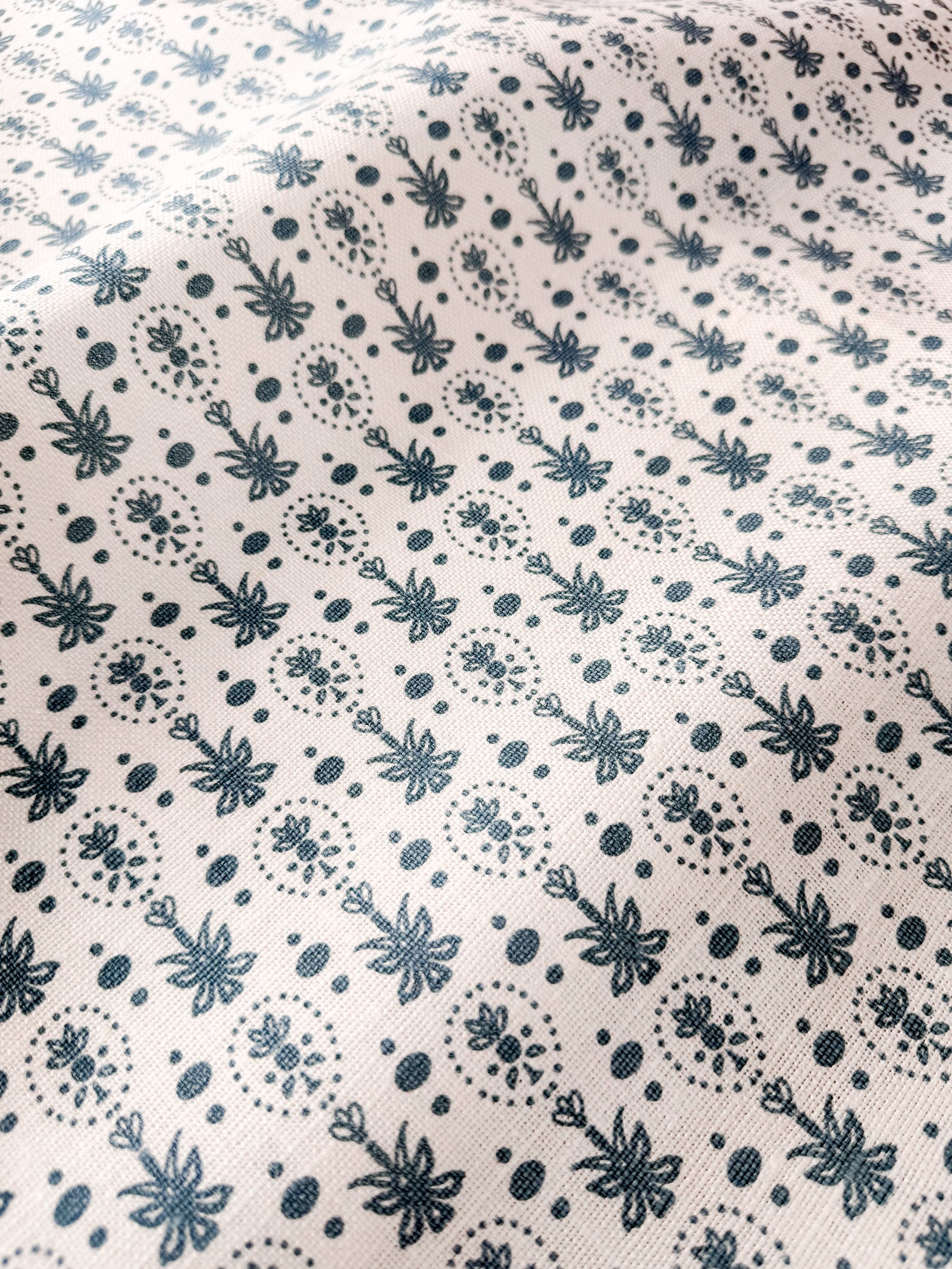 Annsley Cornflower on Oyster Fabric
