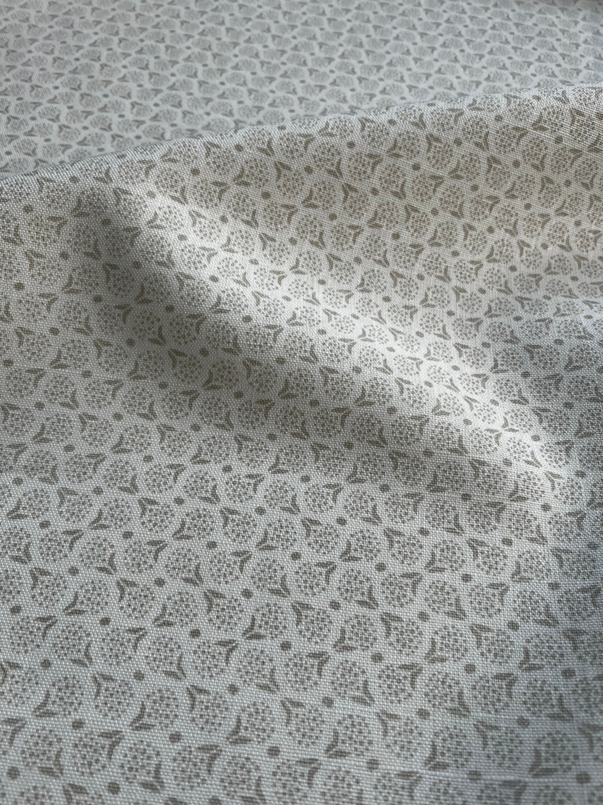 Floral geometric, and dot pattern greige textiles to the trade hand printed textiles greige tan and oyster linen fabric for  interior designers