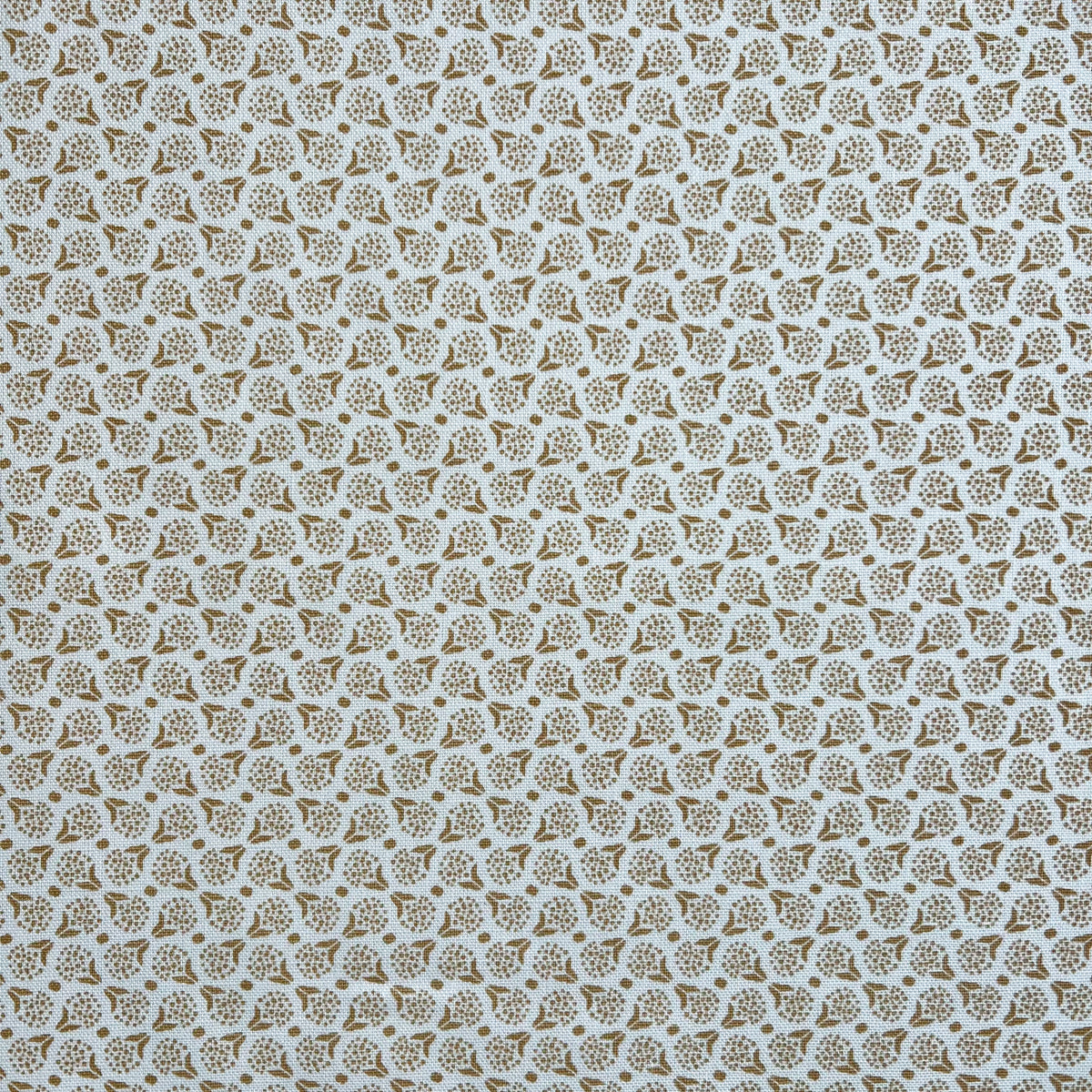 Botanical-inspired fabric in a soft floral dot motif, screen printed on artisanal linen for designer use greige textiles wheat yellow