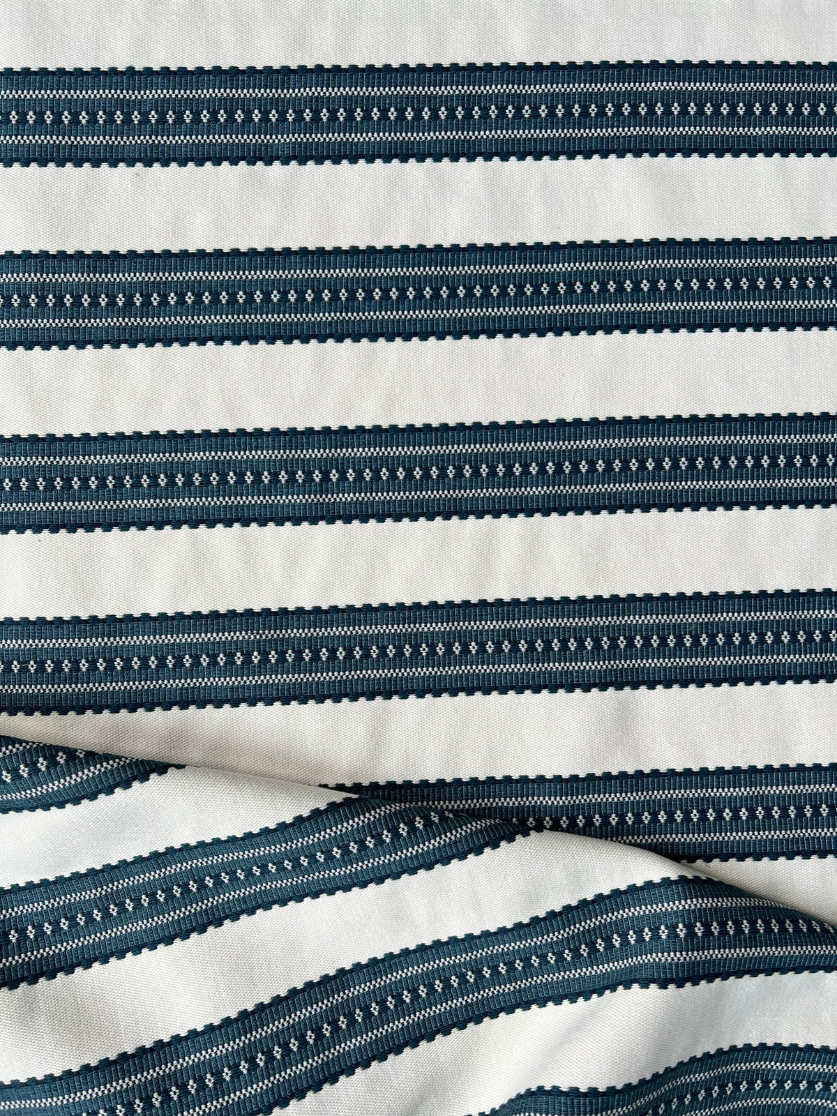 Landry Stripe Ink greige textiles New heritage fabric patterns, hand screen printed on linen by Greige Textiles. Discover more for your next interior project.
