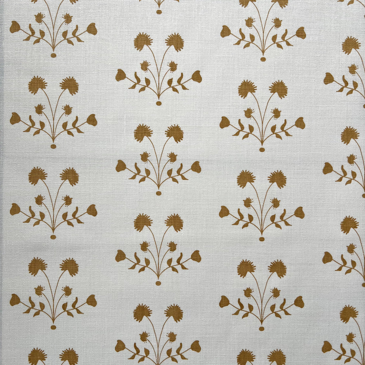 floral botanical pattern greige textiles hand printed textiles to the interior Design trade yellow and white