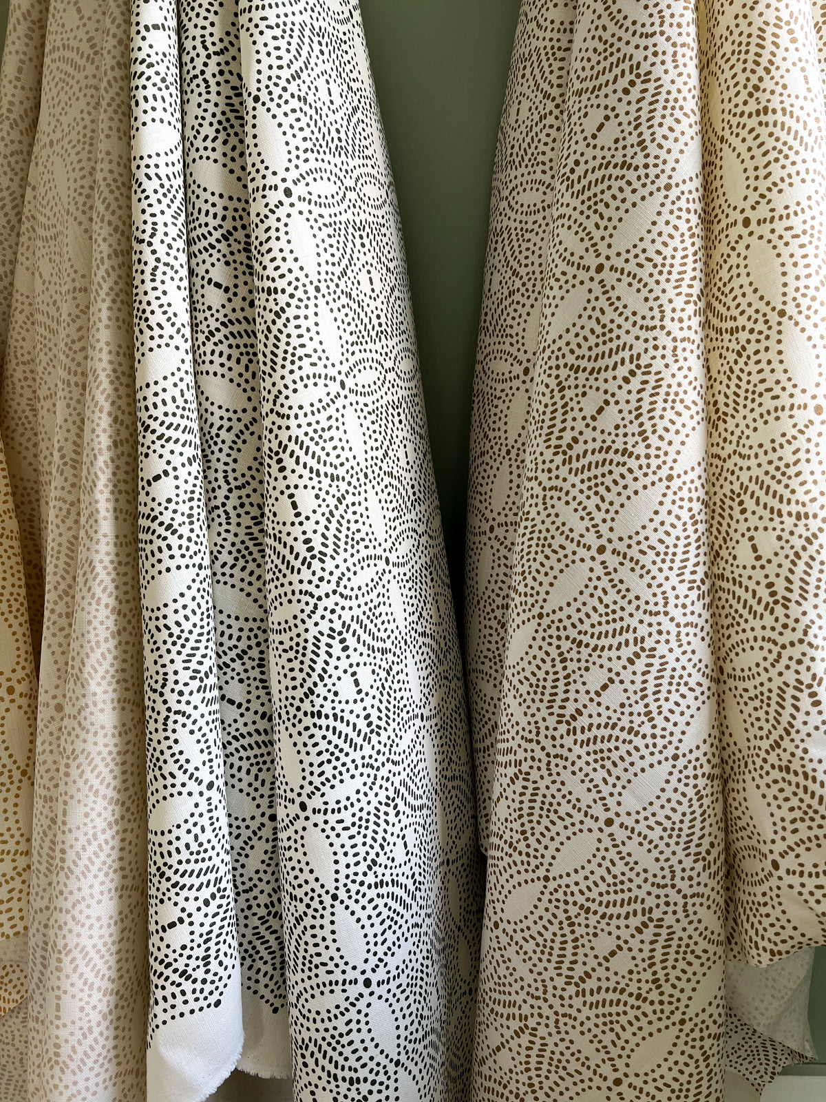 Nell fabric by Greige Textiles, perfect for custom Roman shades—offering a soft, natural pattern inspired by spring light and foliage for elevated window treatments