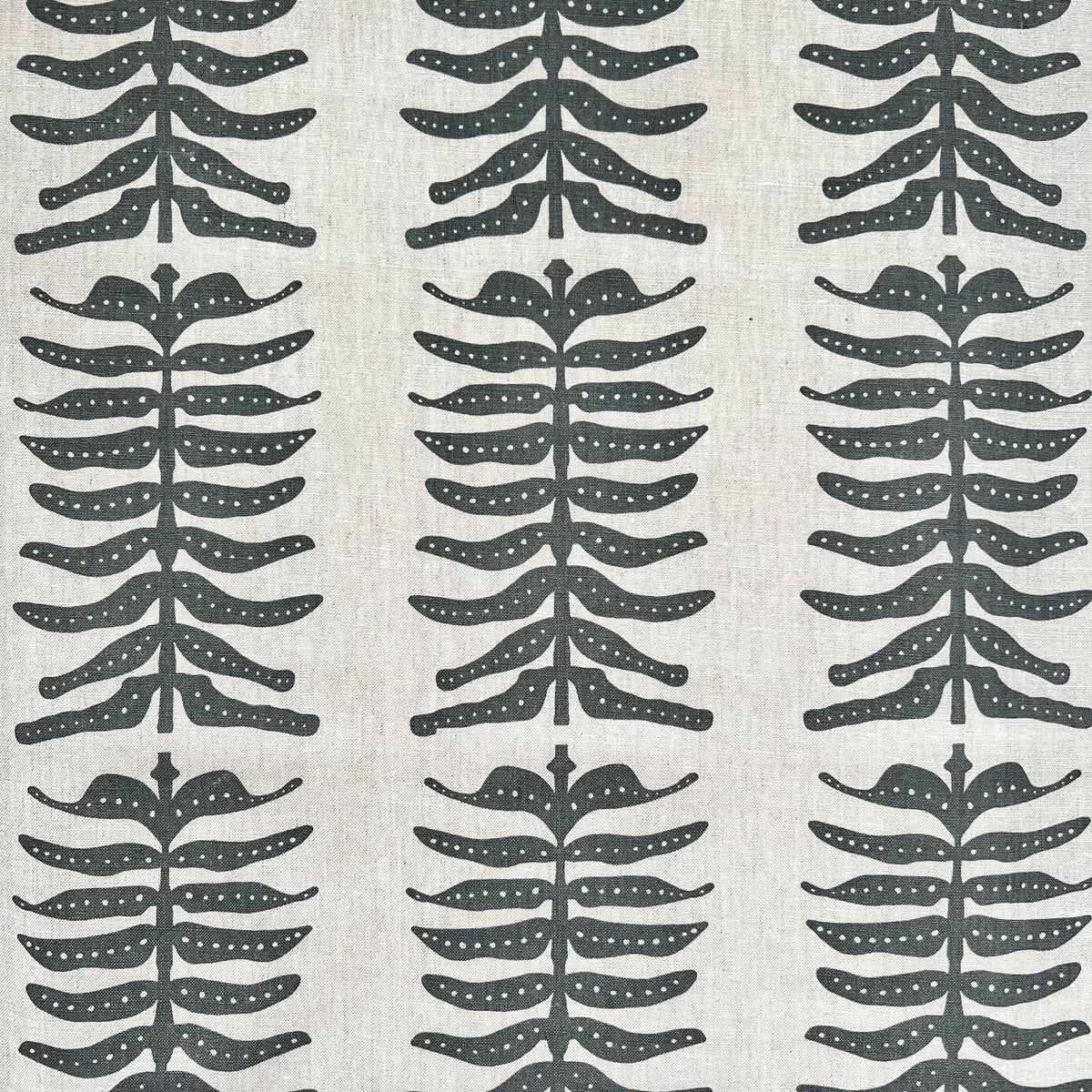 Greige Textiles Odette pattern—large-scale, hand-printed textile design inspired by oceanic kelp forests, perfect for dramatic drapery or statement upholstery.