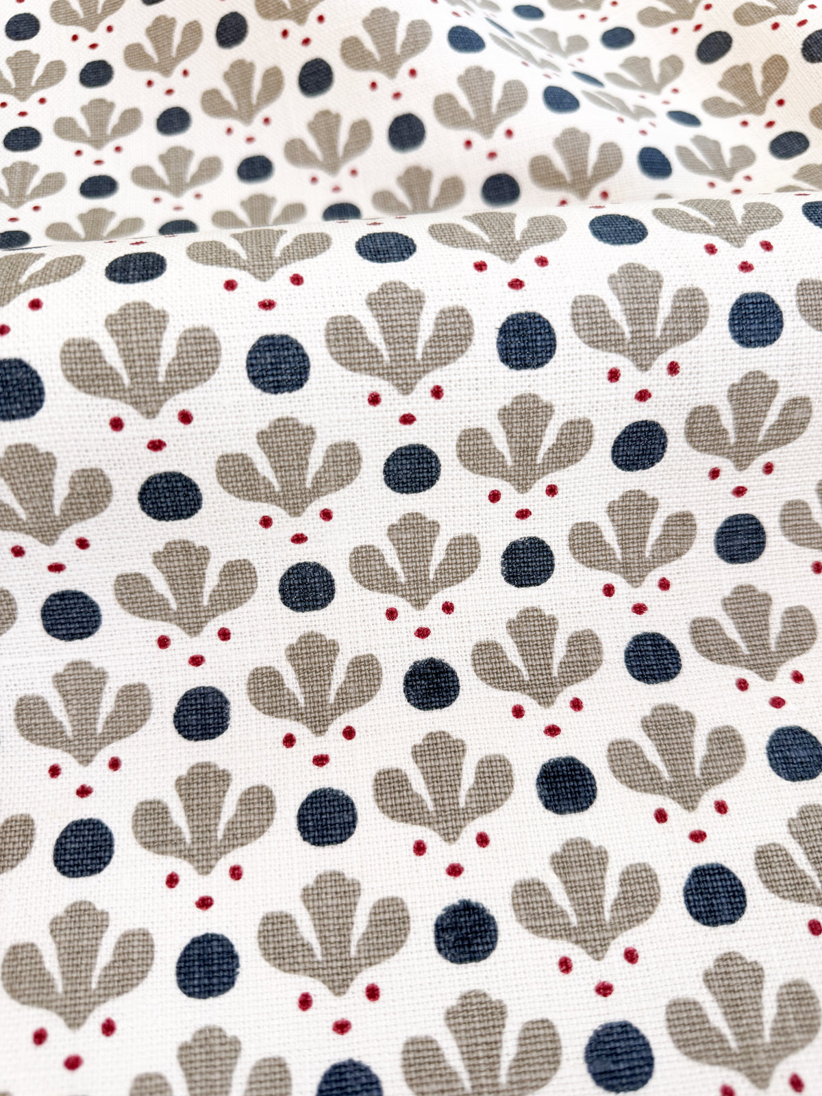 New heritage fabric patterns, hand screen printed on linen by Greige Textiles. Discover more for your next interior project