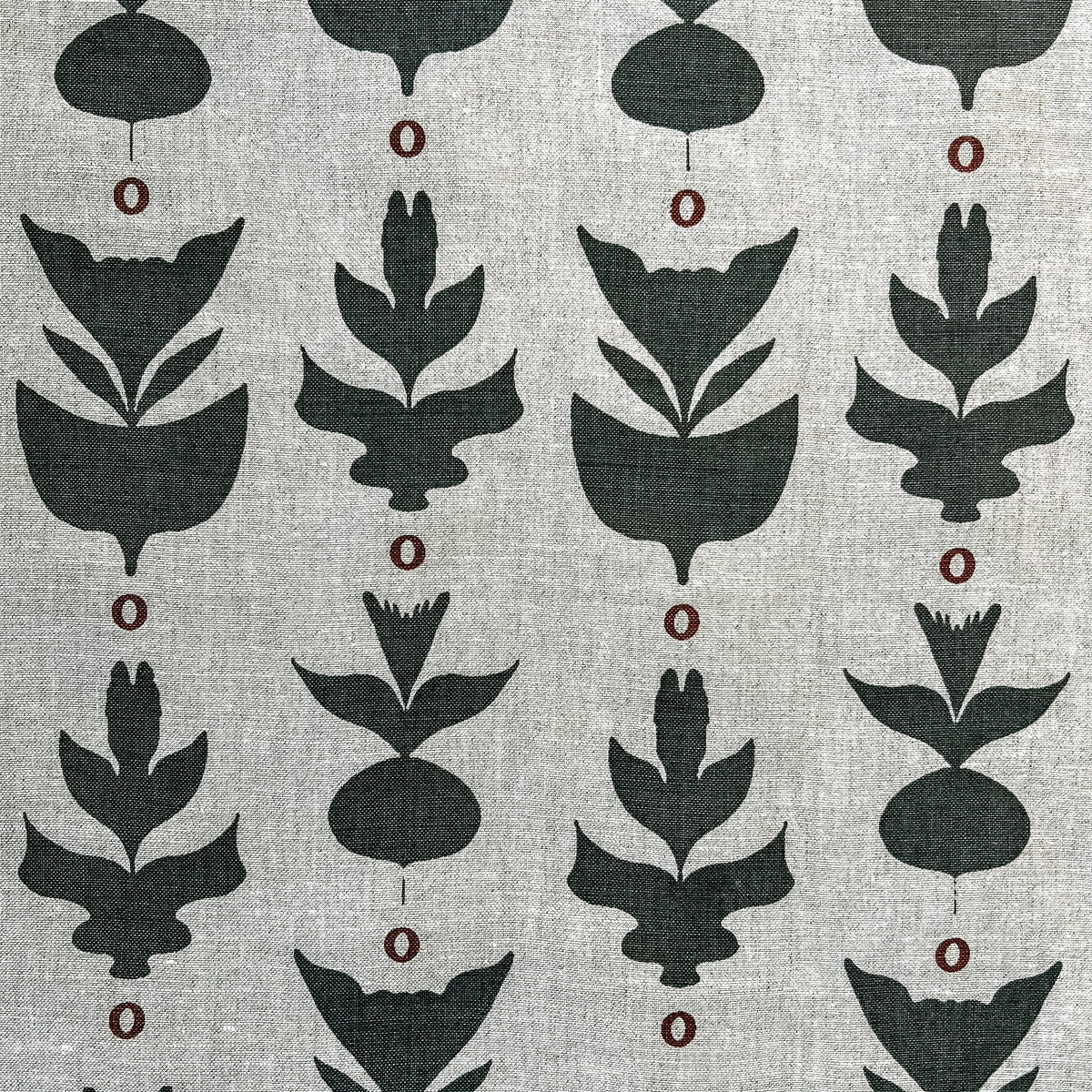 Dot, floral botanical pattern greige textiles hand printed textiles to the interior Design trade