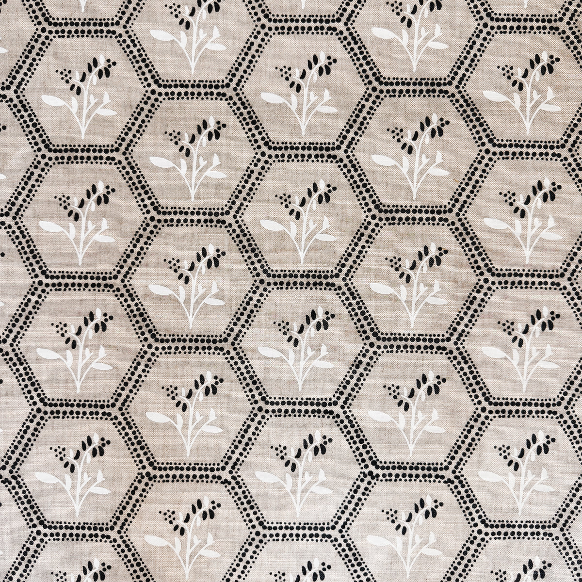 Collection 12 Enid by Greige Textiles, a timeless textile design blending geometric honeycomb structure with delicate botanical blooms