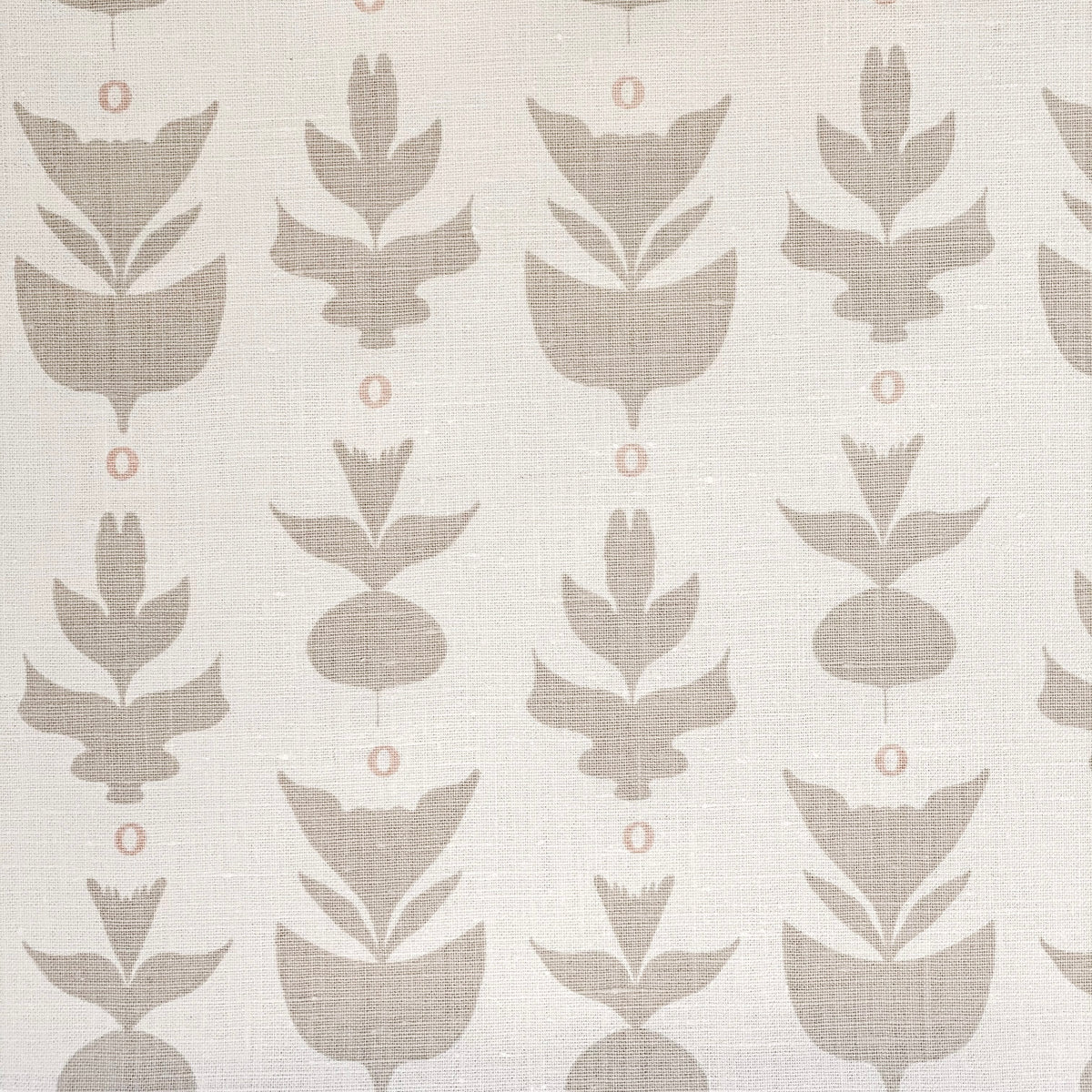 Capri – a clean, sculptural pattern printed on Belgian linen by Greige Textiles, bringing classic garden symmetry and modern sophistication to interior design projects