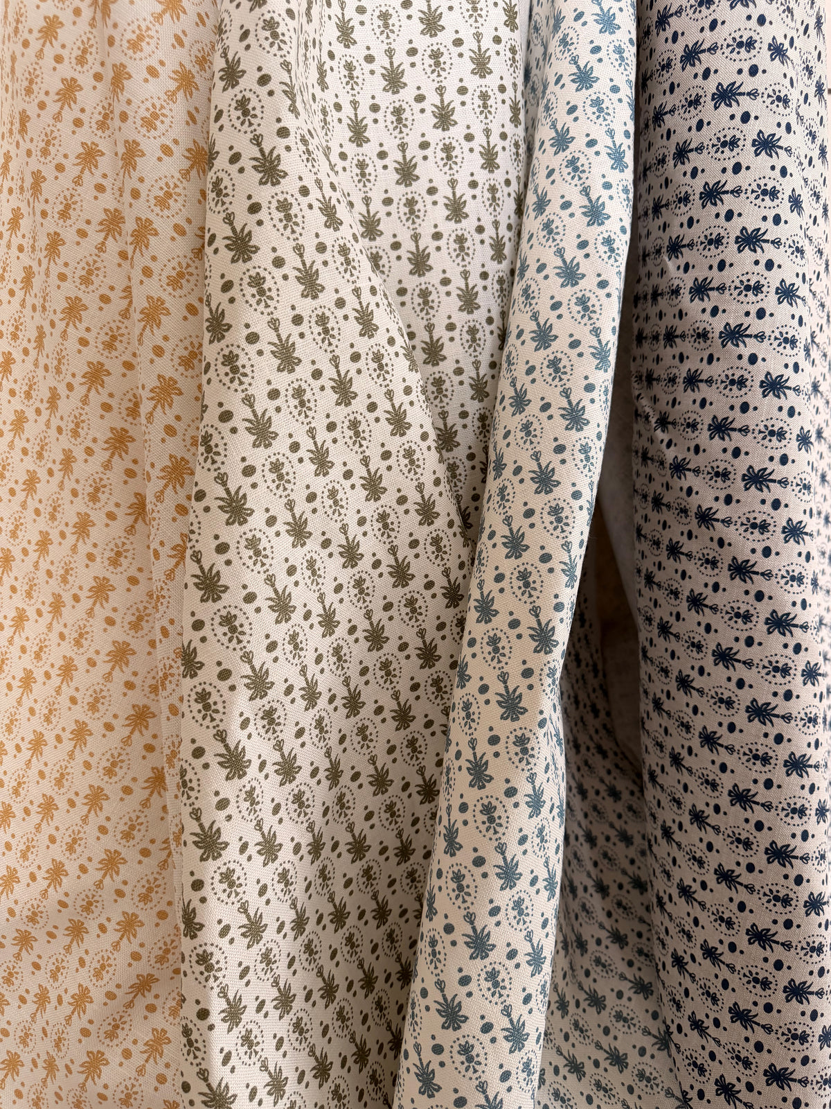 New heritage fabric patterns, hand screen printed on linen by Greige Textiles. Discover more for your next interior project
