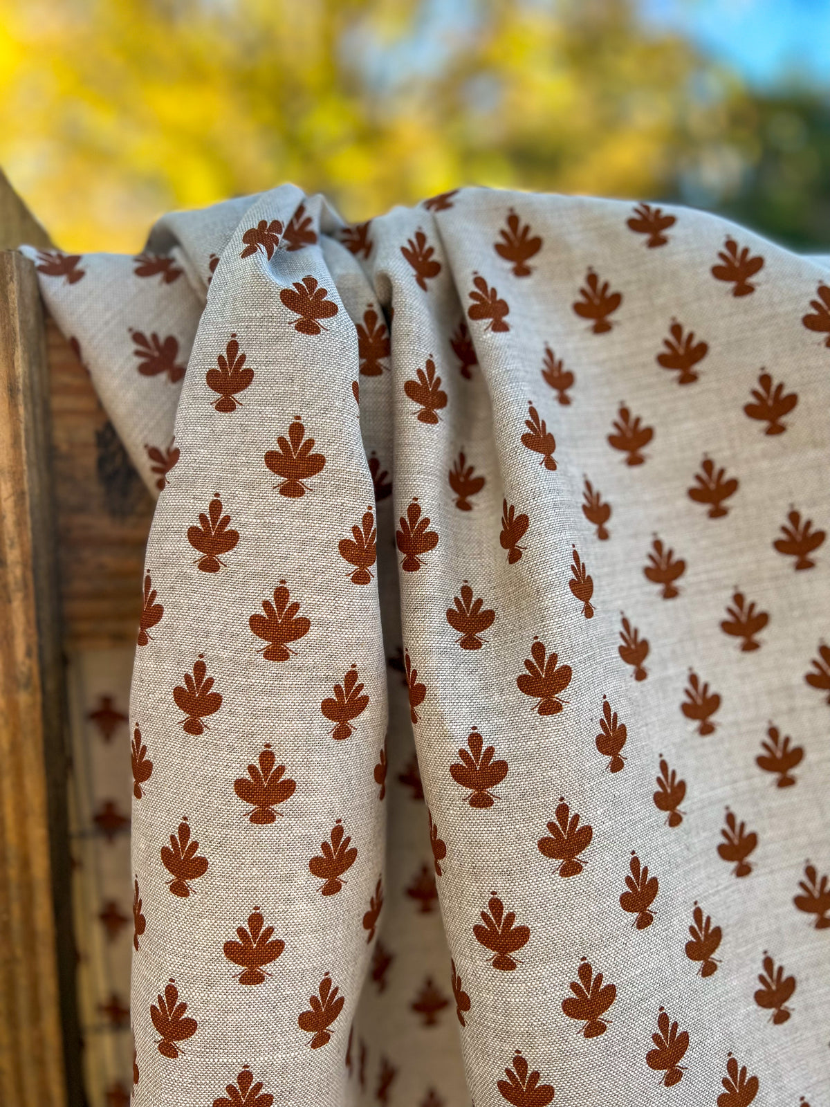 Adeline botanical print by Greige Textiles — inspired by the elegant Jane Magnolia flower, with elliptical curves and soft symmetry on Belgian linen.