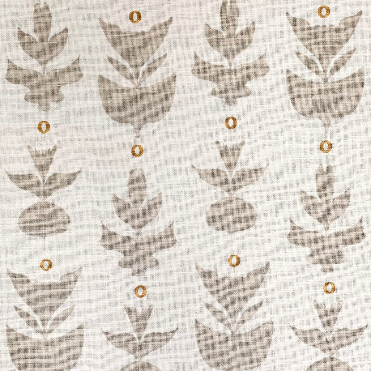 Capri – a clean, sculptural pattern printed on Belgian linen by Greige Textiles, bringing classic garden symmetry and modern sophistication to interior design projects