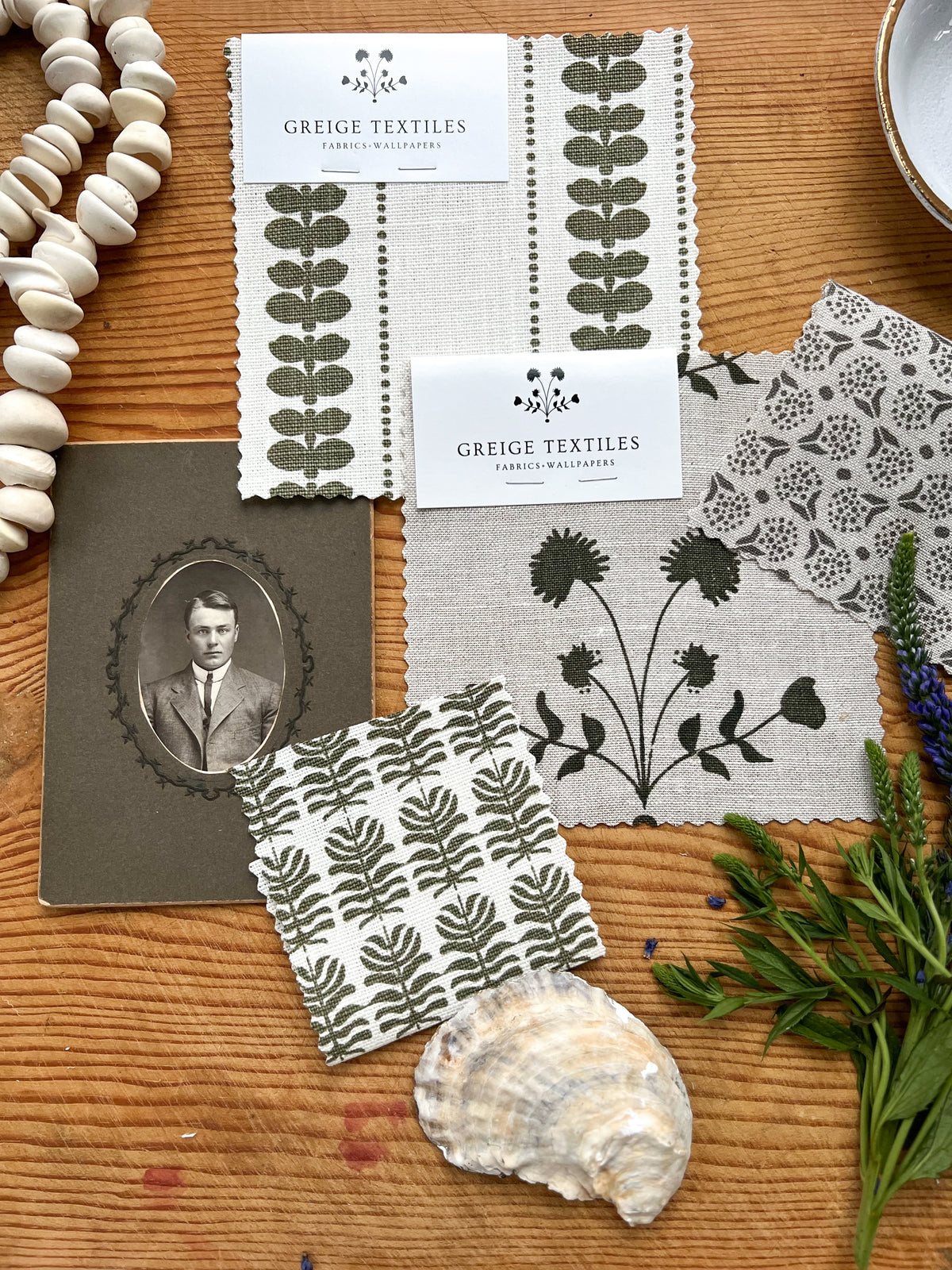 Shop Greige Textiles’ hand screen-printed linens and wallpapers—perfect for bespoke interior design projects.