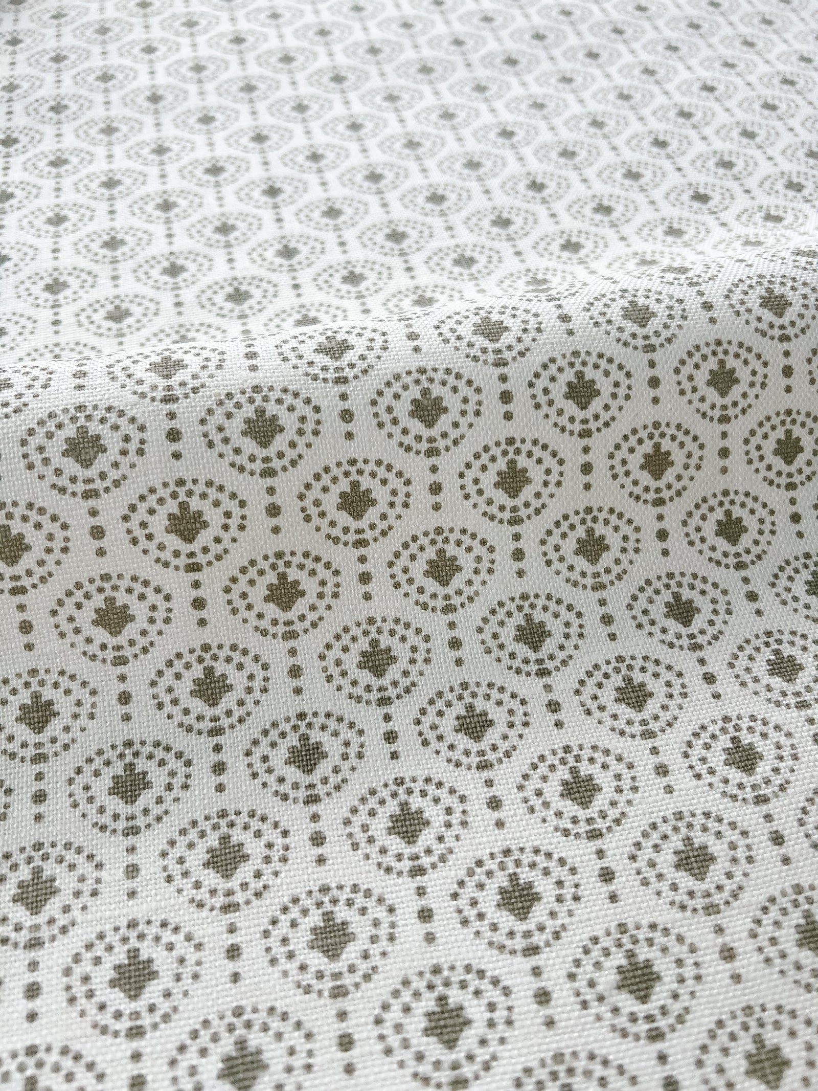 Shop Greige Textiles’ hand screen-printed linens and wallpapers—perfect for bespoke interior design projects.