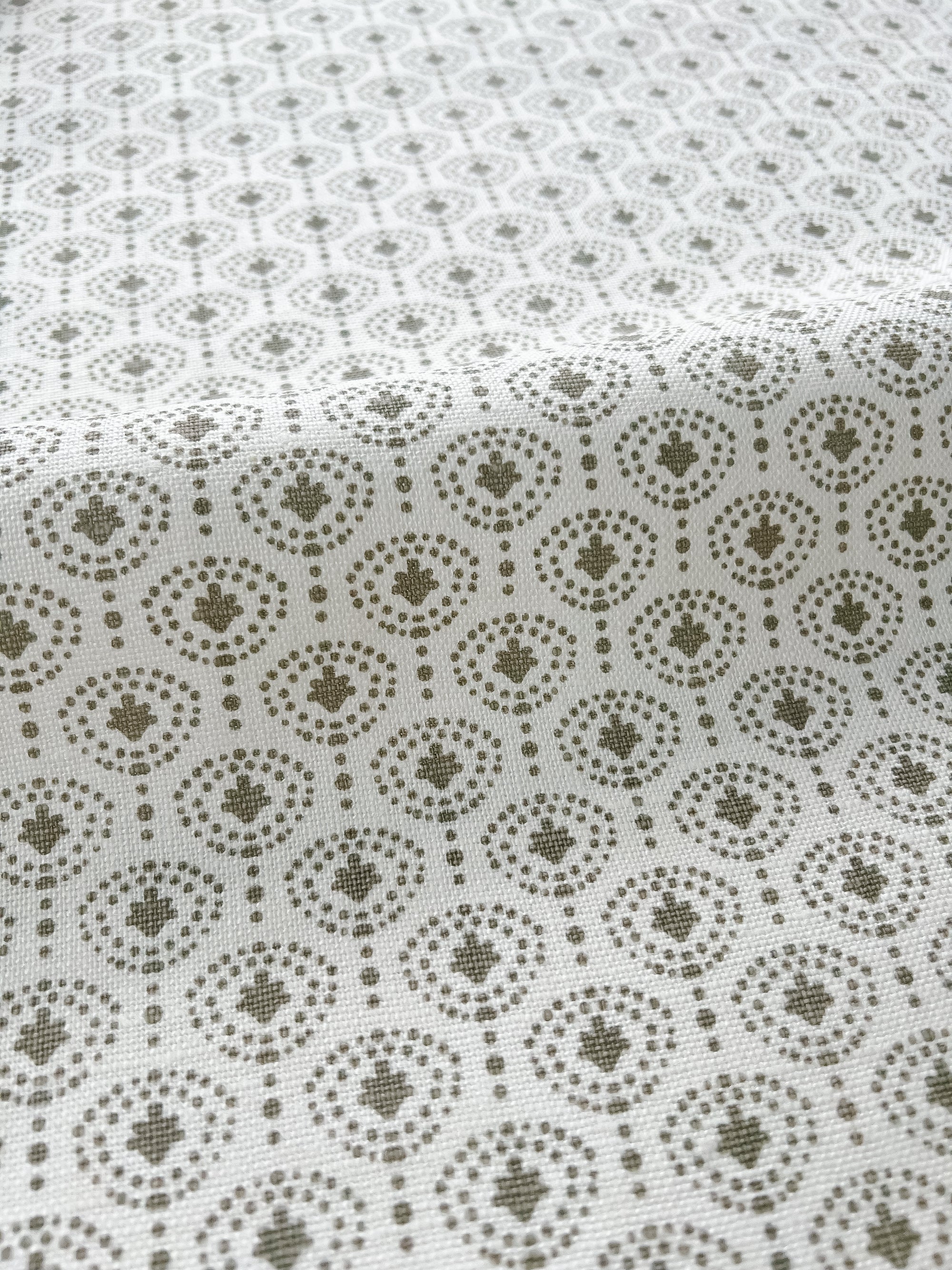 Shop Greige Textiles’ hand screen-printed linens and wallpapers—perfect for bespoke interior design projects.