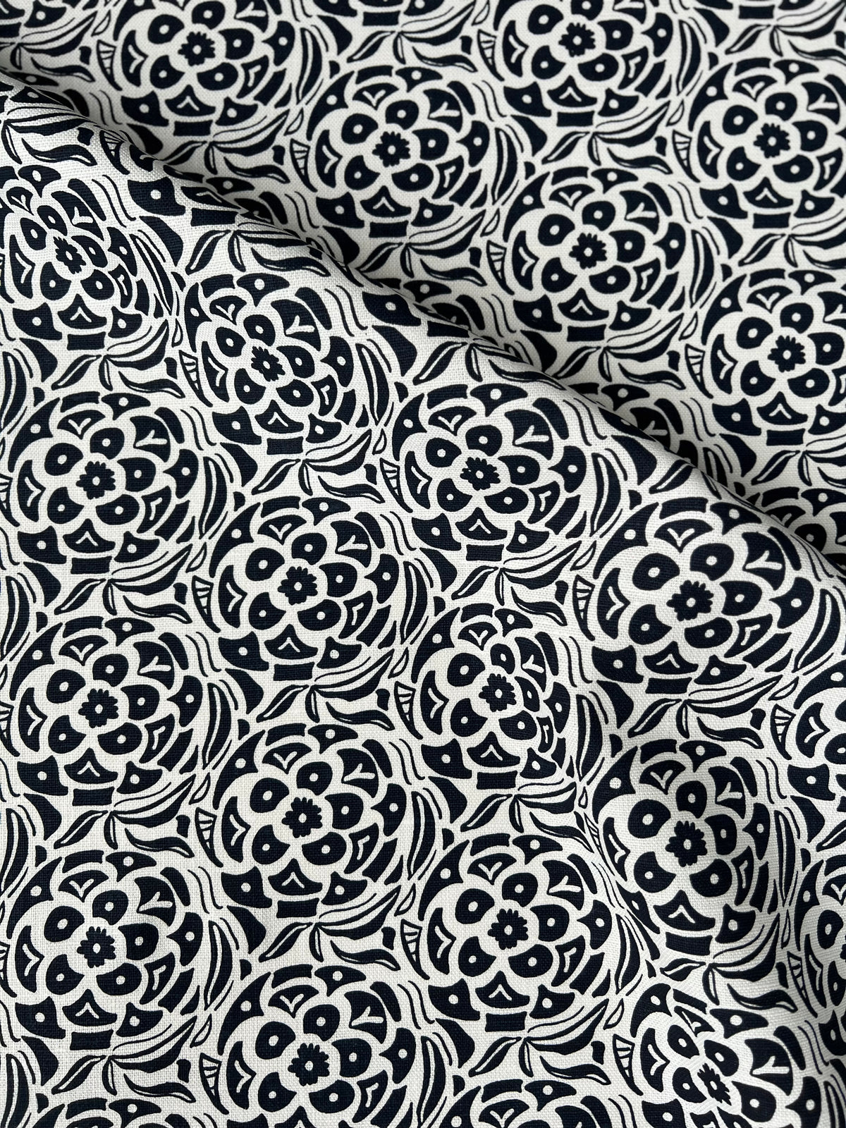 Ida fabric by Greige Textiles featuring abstract hydrangea floral print, perfect for custom drapery, upholstery, and luxury home décor.