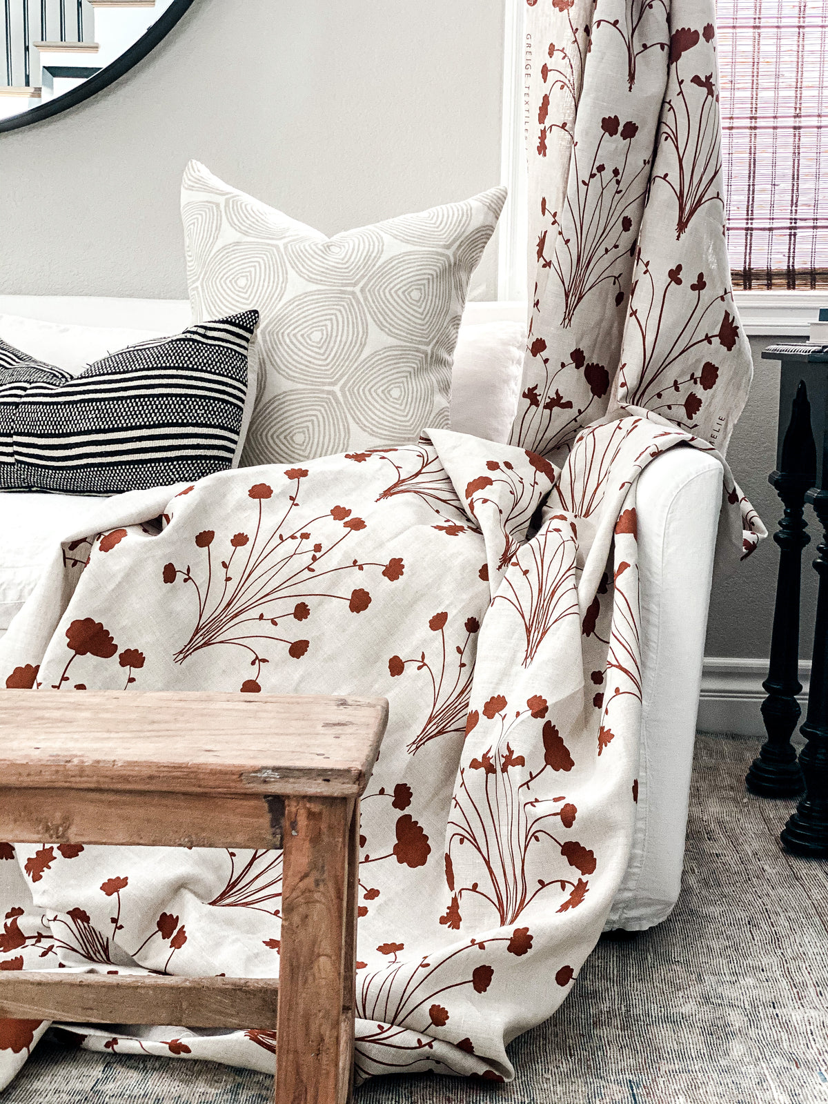 A soft floral inspired by the Tuileries Garden, Amelie brings a romantic, painterly elegance to refined interior spaces. printed on belgian linen for the interior design trade.