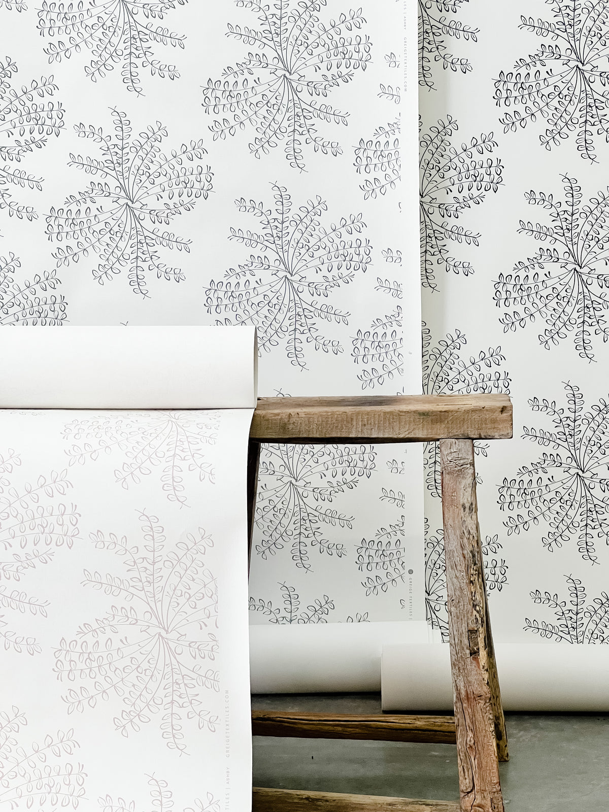 Ashby floral wallpaper by Greige Textiles — a hand-drawn pattern inspired by spring wildflowers, printed on smooth clay-coated paper for elevated interiors