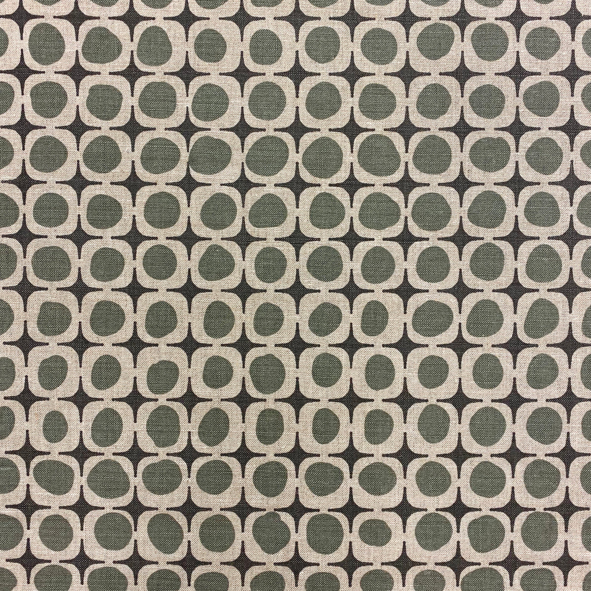 Avalon fabric — hand-printed geometric design with coastal inspiration, echoing architectural lines softened by nature.