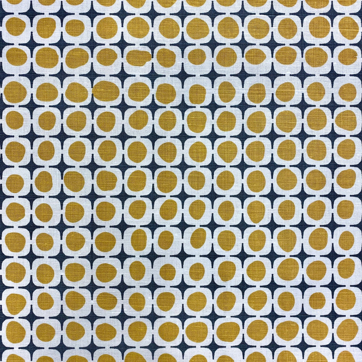 Avalon pattern — a screen printed linen textile with a structured yet organic form, inspired by shoreline piers and shifting coastal light.