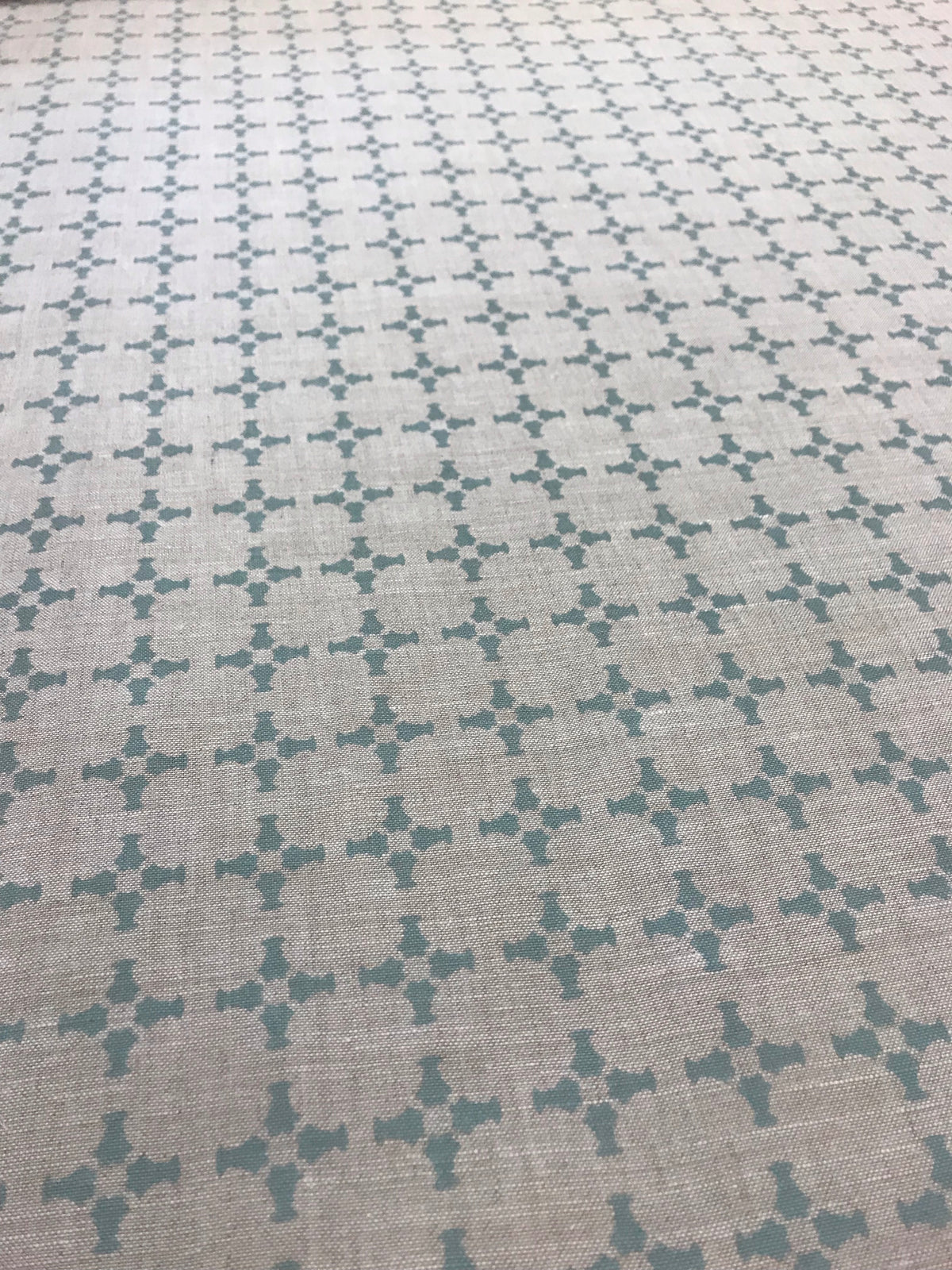 CanCan pattern — a modern cross-based plaid inspired by brickwork negative space, printed on Belgian linen and perfect for layering structure into custom interiors.