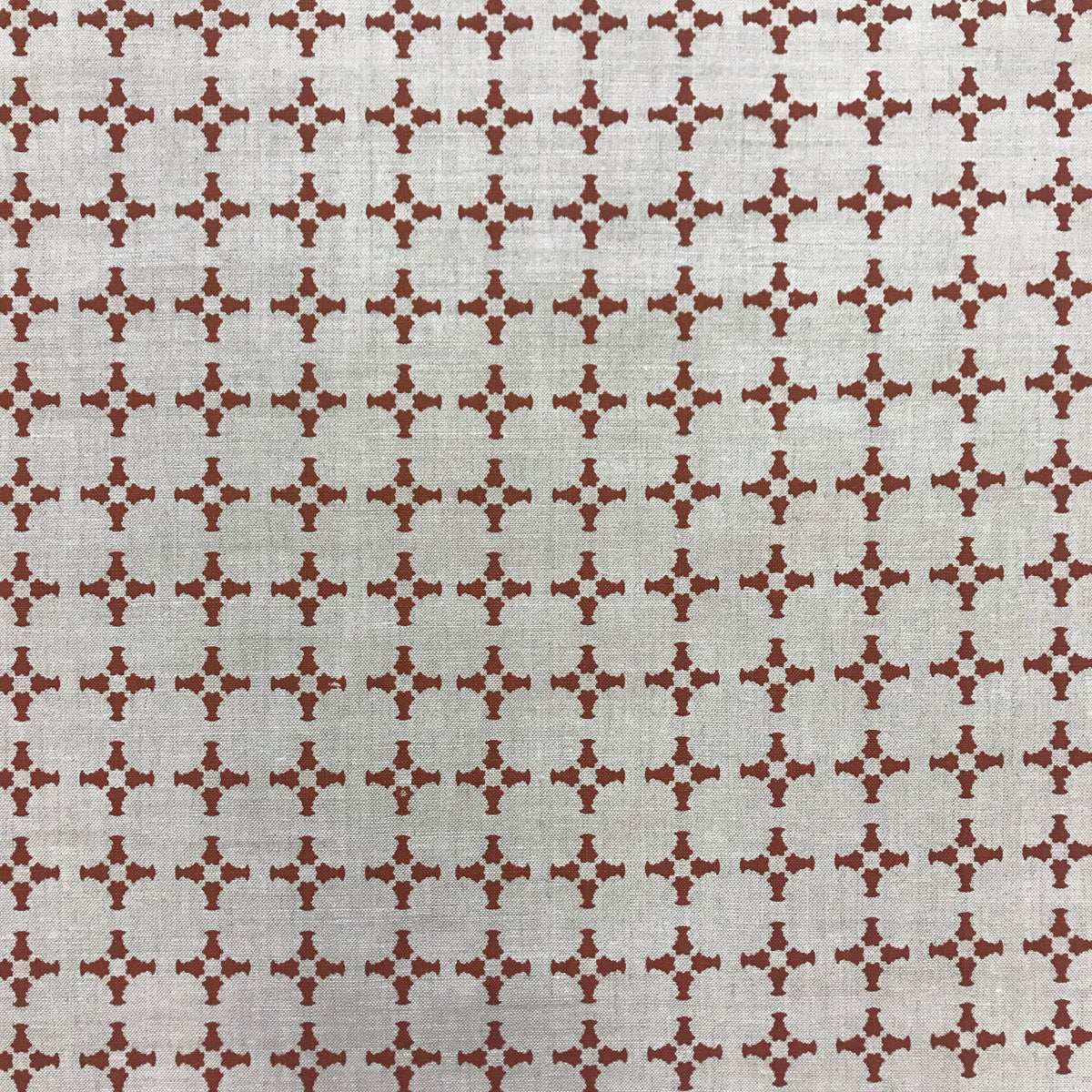 CanCan by Greige Textiles — a hand-printed open plaid design featuring subtle cross motifs, ideal for interior design applications like drapery, decorative pillows, and light upholstery.