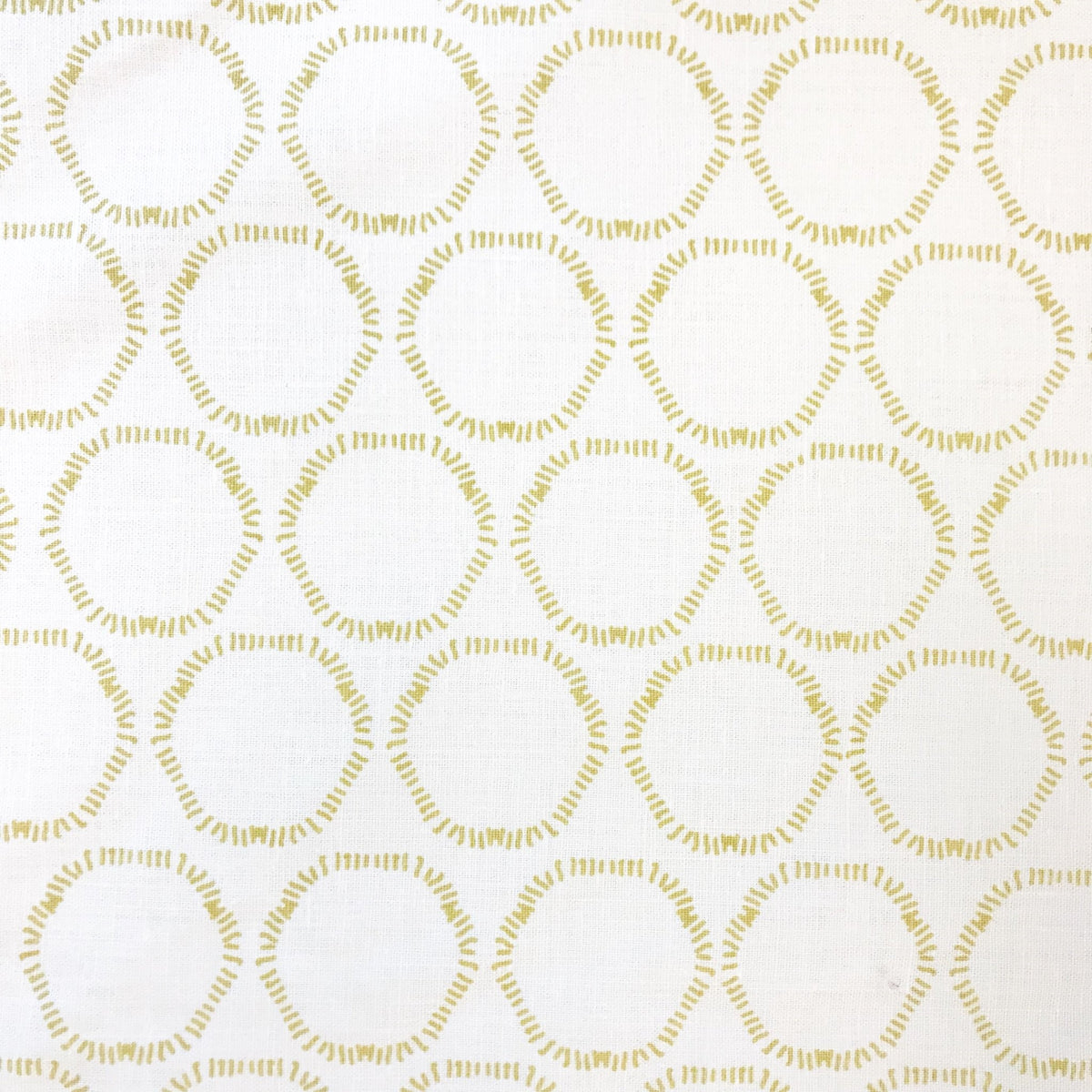 Hand-printed Cape textile by Greige — a flowing, circular pattern on Belgian linen that brings subtle movement and texture to custom interiors.