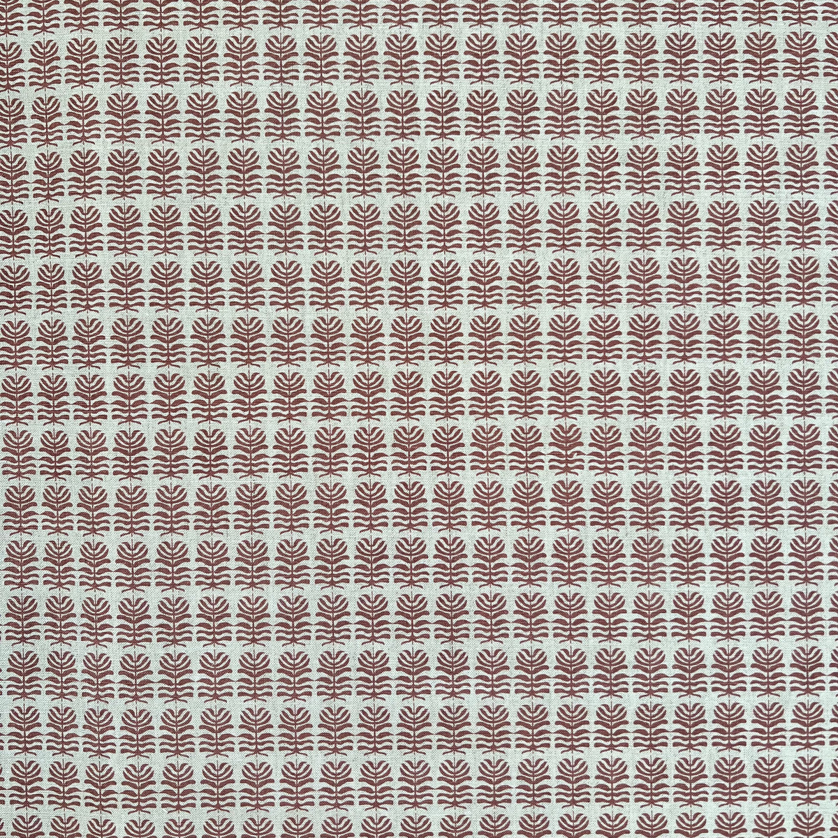 Clara pattern – A small-scale botanical print inspired by playful island ferns, hand-printed on Belgian linen for drapery, upholstery, and decorative pillows by greige textiles