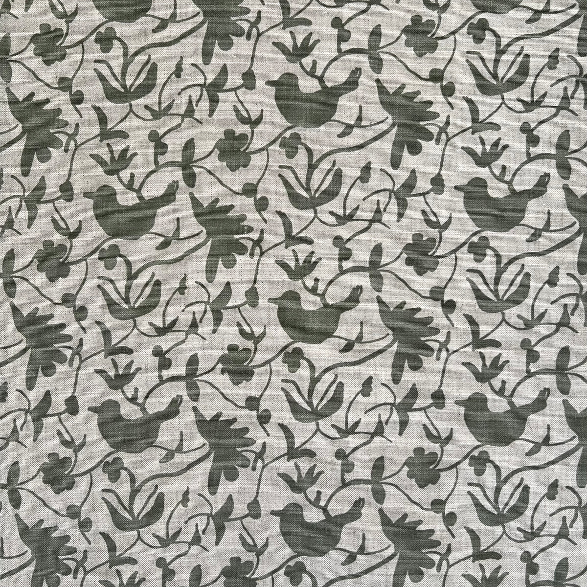 Eliza botanical pattern with birds — a painterly, nature-inspired textile designed for pillows, drapery, and upholstery.