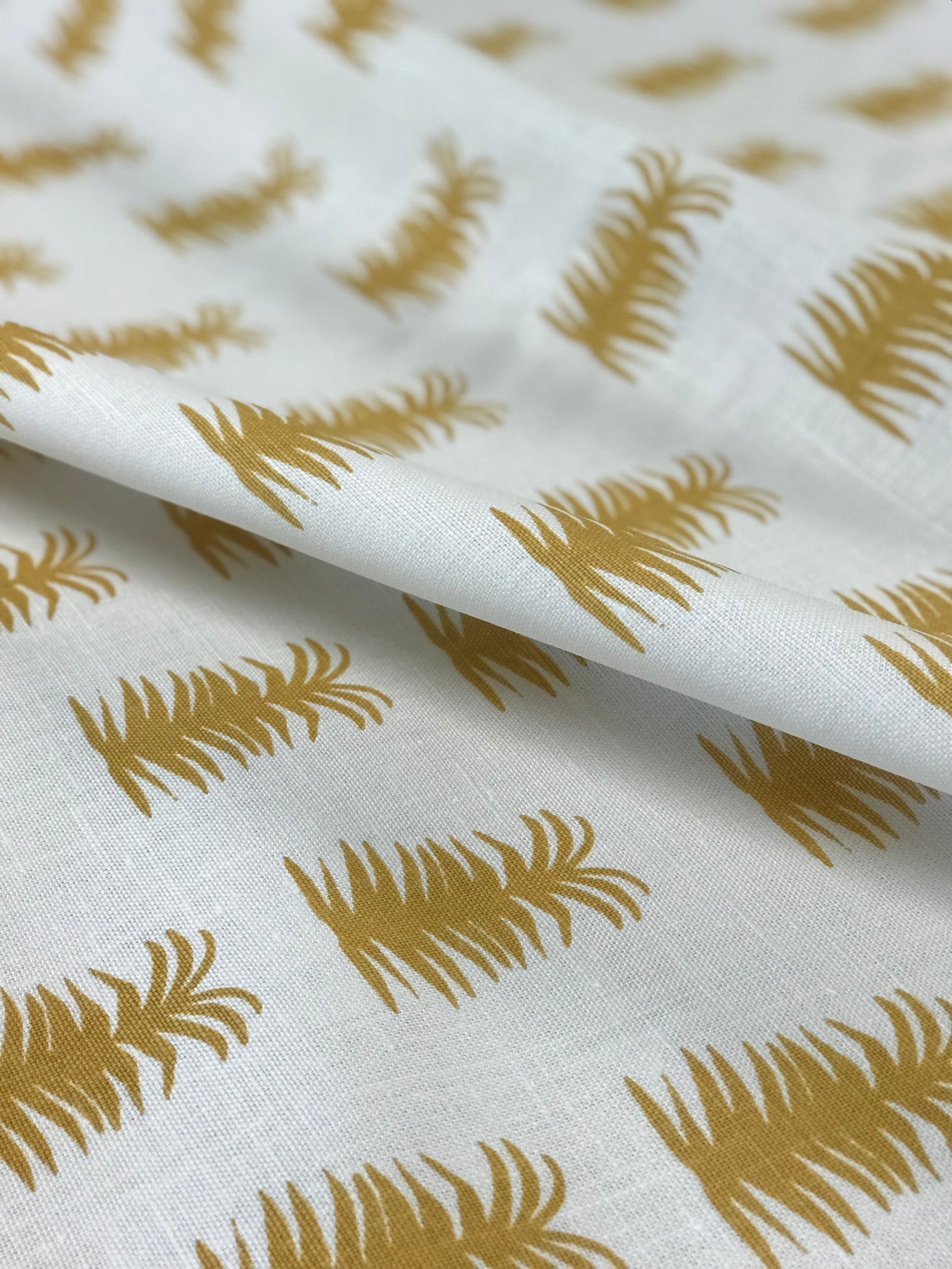 New heritage fabric patterns, hand screen printed on linen by Greige Textiles. Discover more for your next interior project.