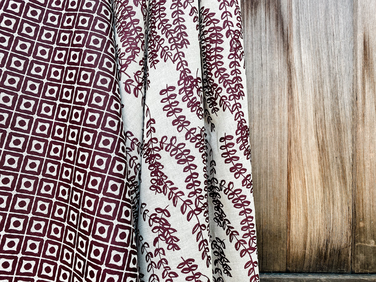 Hale Fabric Ruby on Oatmeal