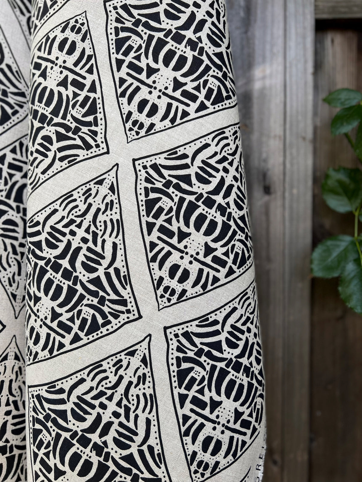 Rhodes Fabric Midnight on Oatmeal