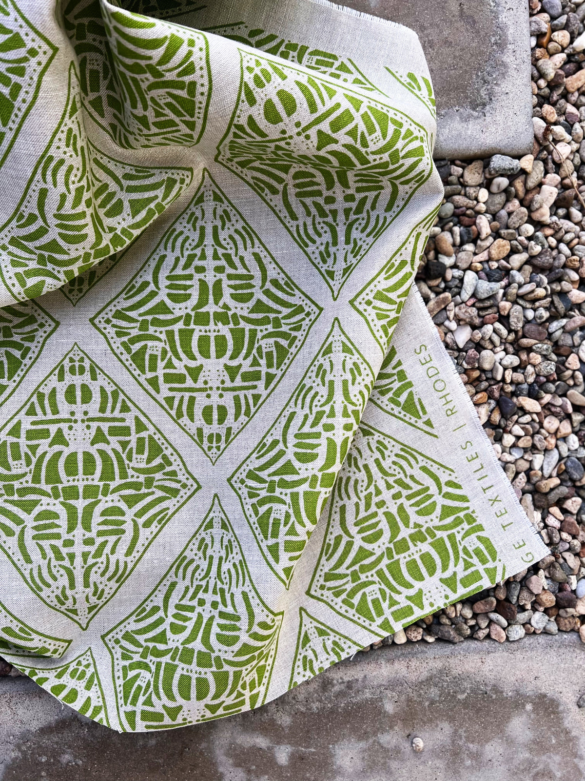 Rhodes Fabric Grass on Oatmeal