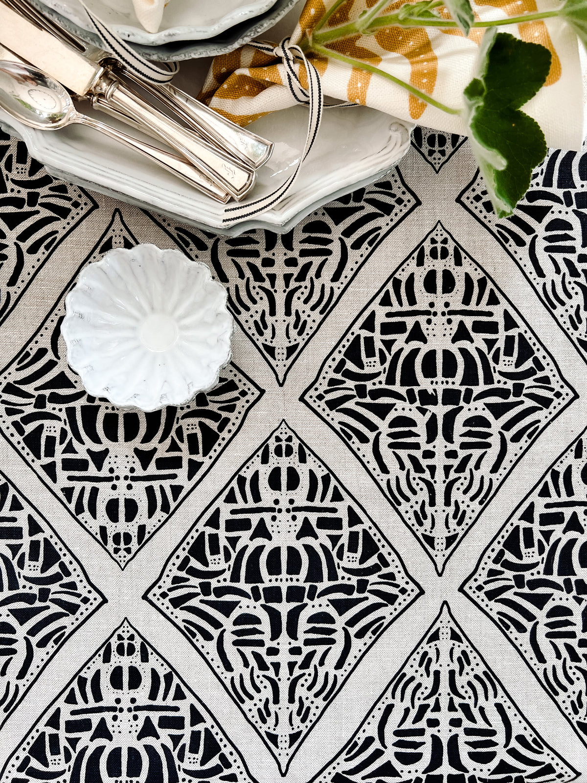 Rhodes Fabric Midnight on Oyster