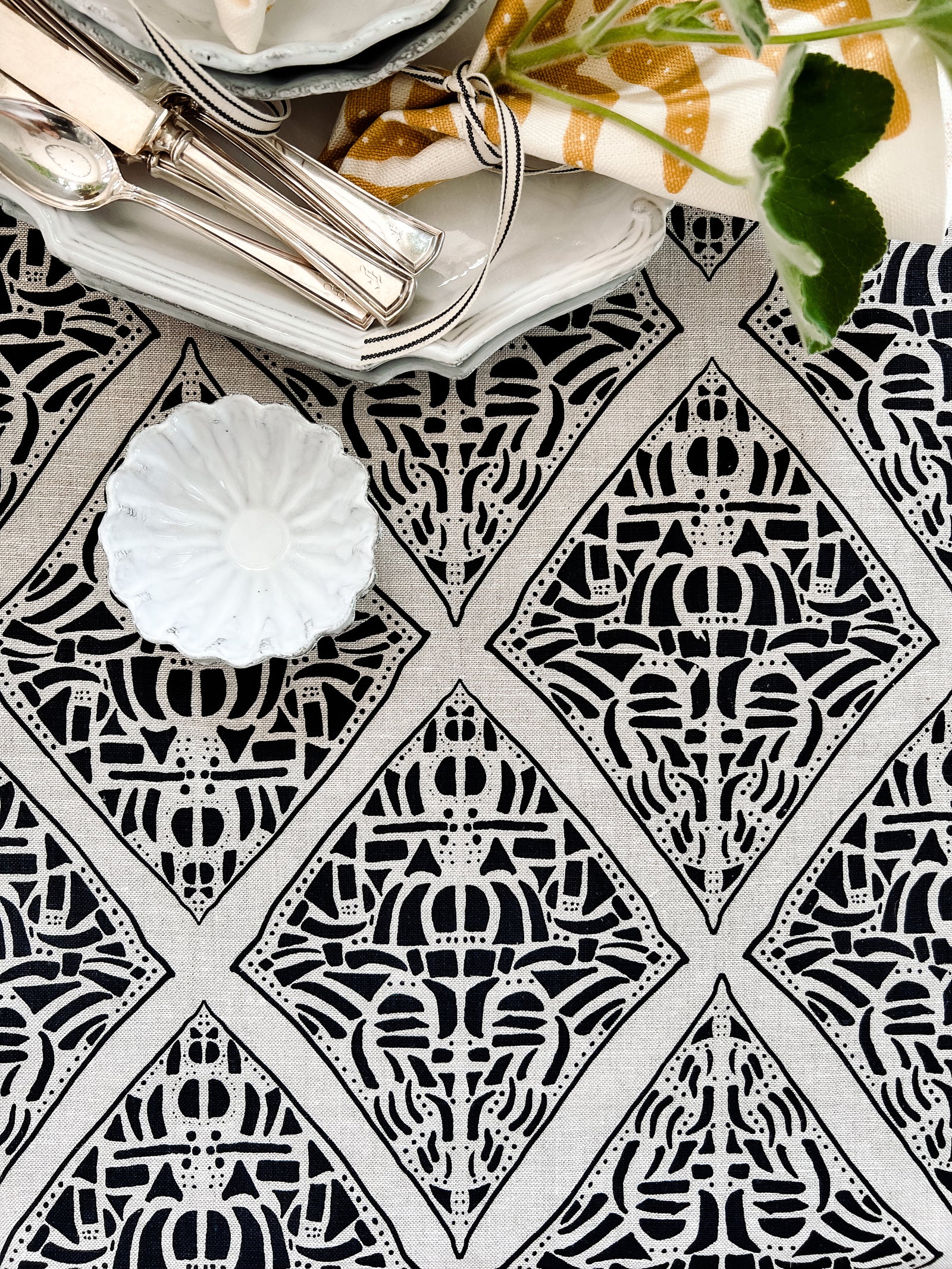 Rhodes Fabric Midnight on Oyster