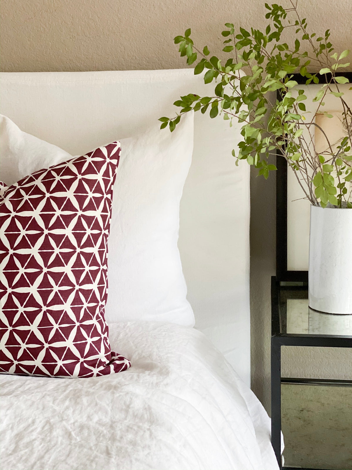 From bold florals to abstract motifs, Greige Textiles offers playful, handcrafted patterns on linen—made for layered and inviting spaces.