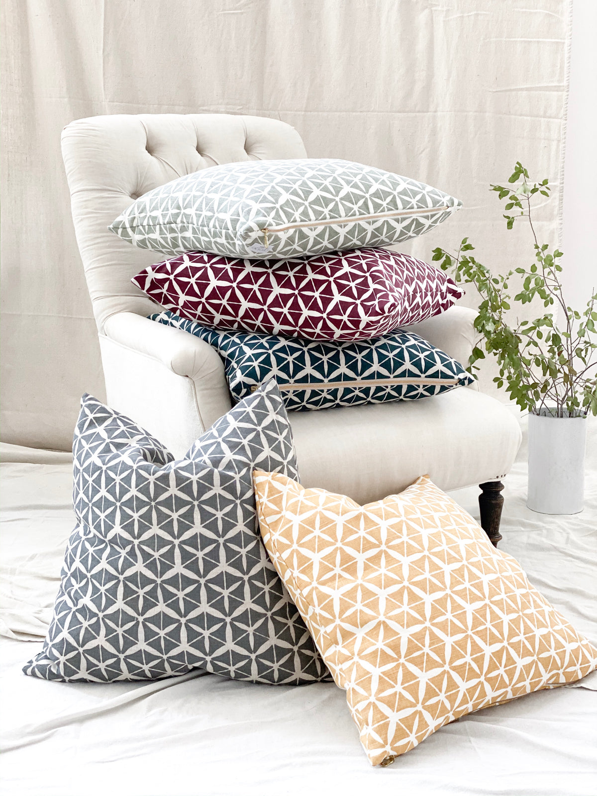 Elevate your home with Greige Textiles&#39; lively collection of hand screen-printed linen fabrics and artisan wallpapers