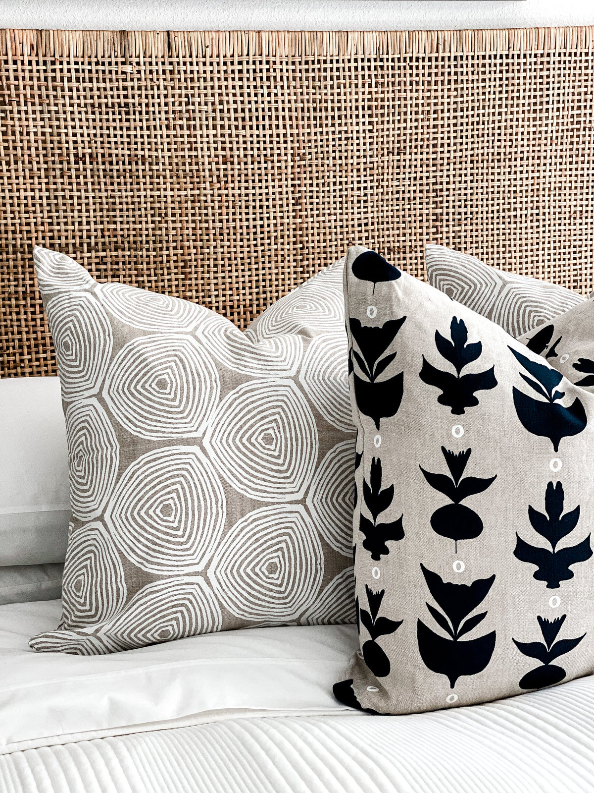 Inspired by Versailles topiaries, Capri is a graphic, hand printed design from Greige Textiles that blends natural form and refined structure for timeless interiors