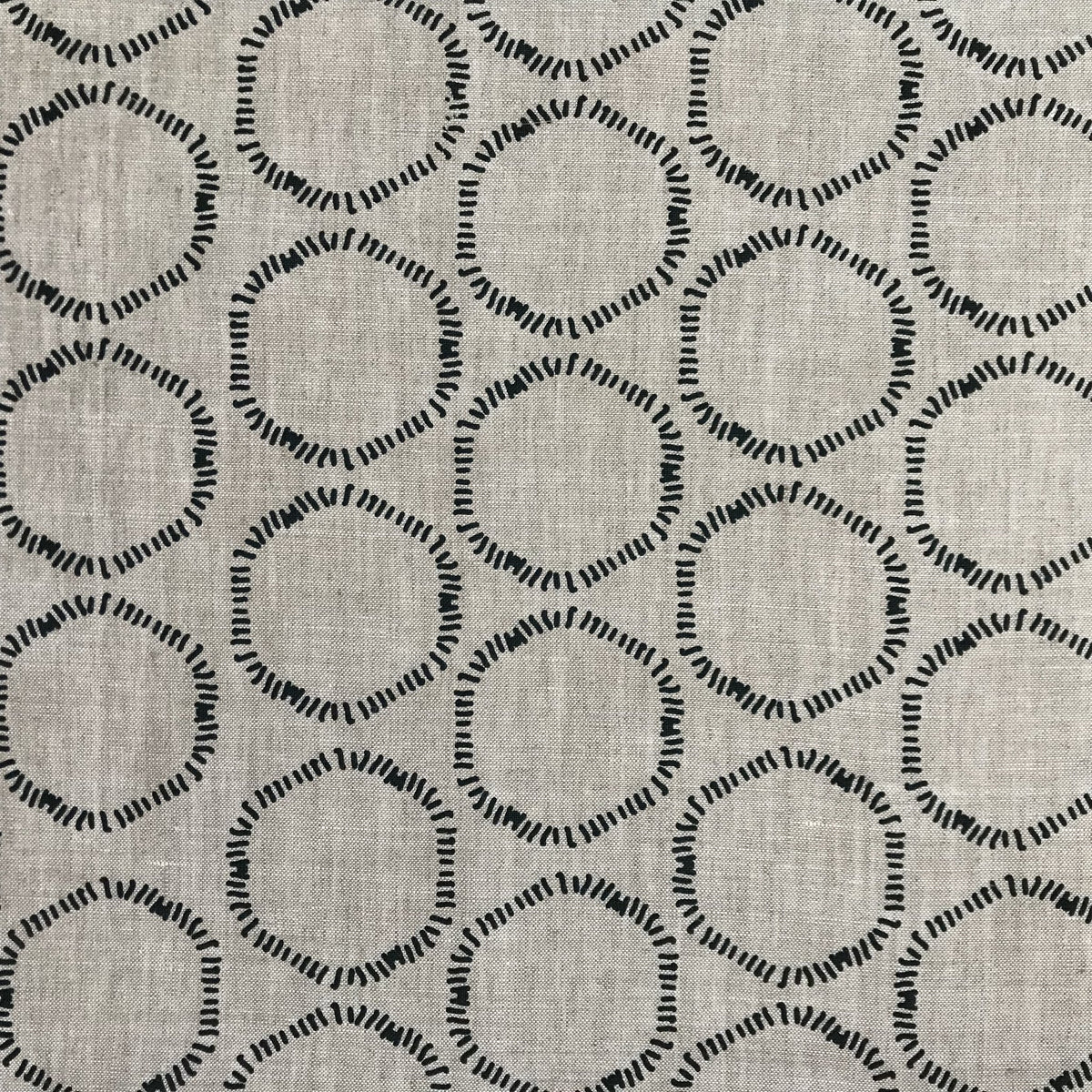Greige Textiles’ Cape — a naturally inspired circular design, artisanally printed in California on linen for timeless applications in bespoke interior design.